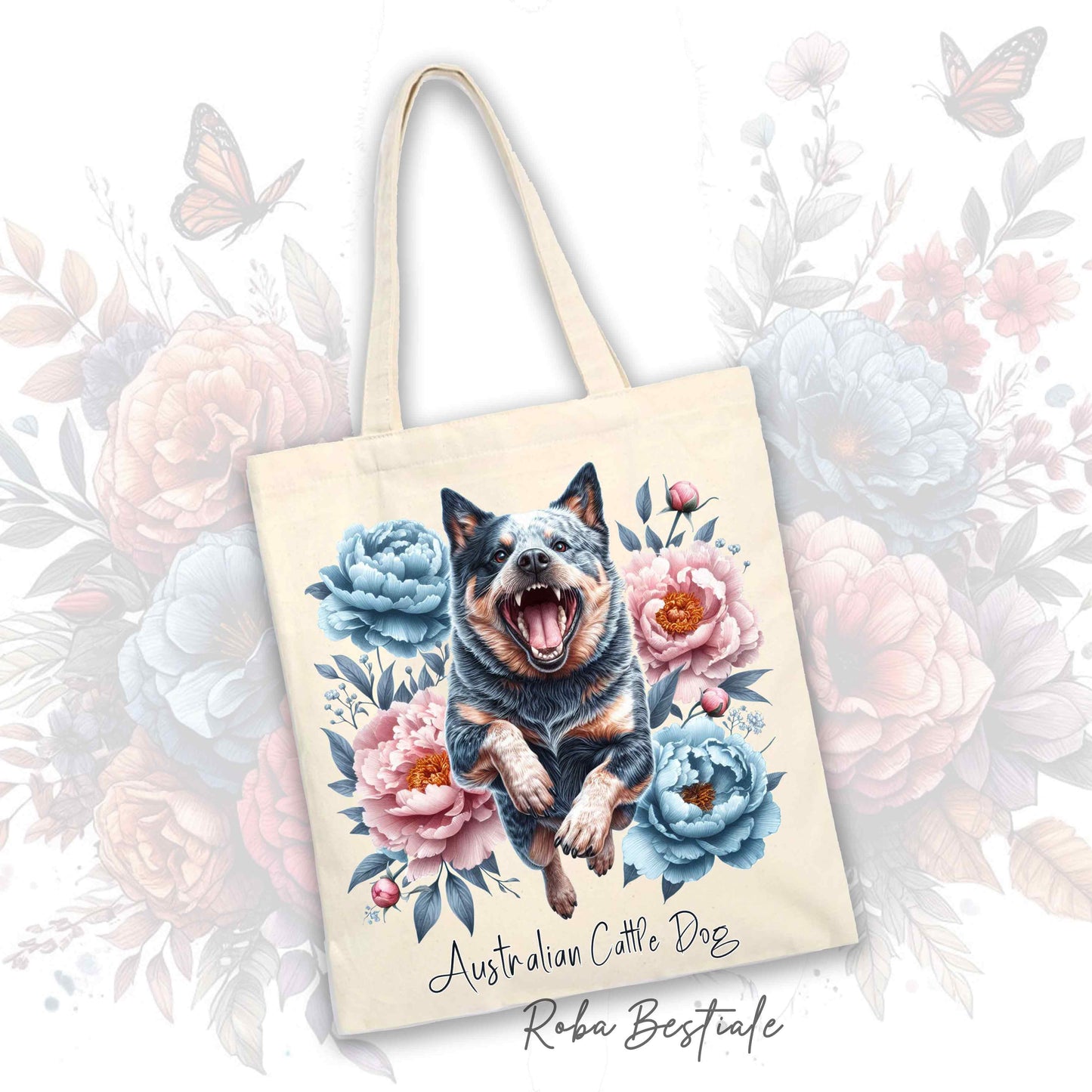 Shopper PEONY - AUSTRALIAN CATTLE DOG Blue - Diversi colori disponibili - 100% Cotone