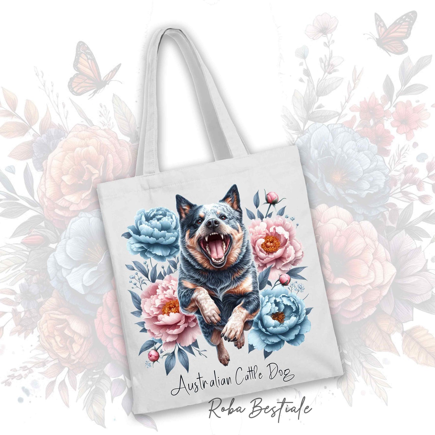Shopper PEONY - AUSTRALIAN CATTLE DOG Blue - Diversi colori disponibili - 100% Cotone
