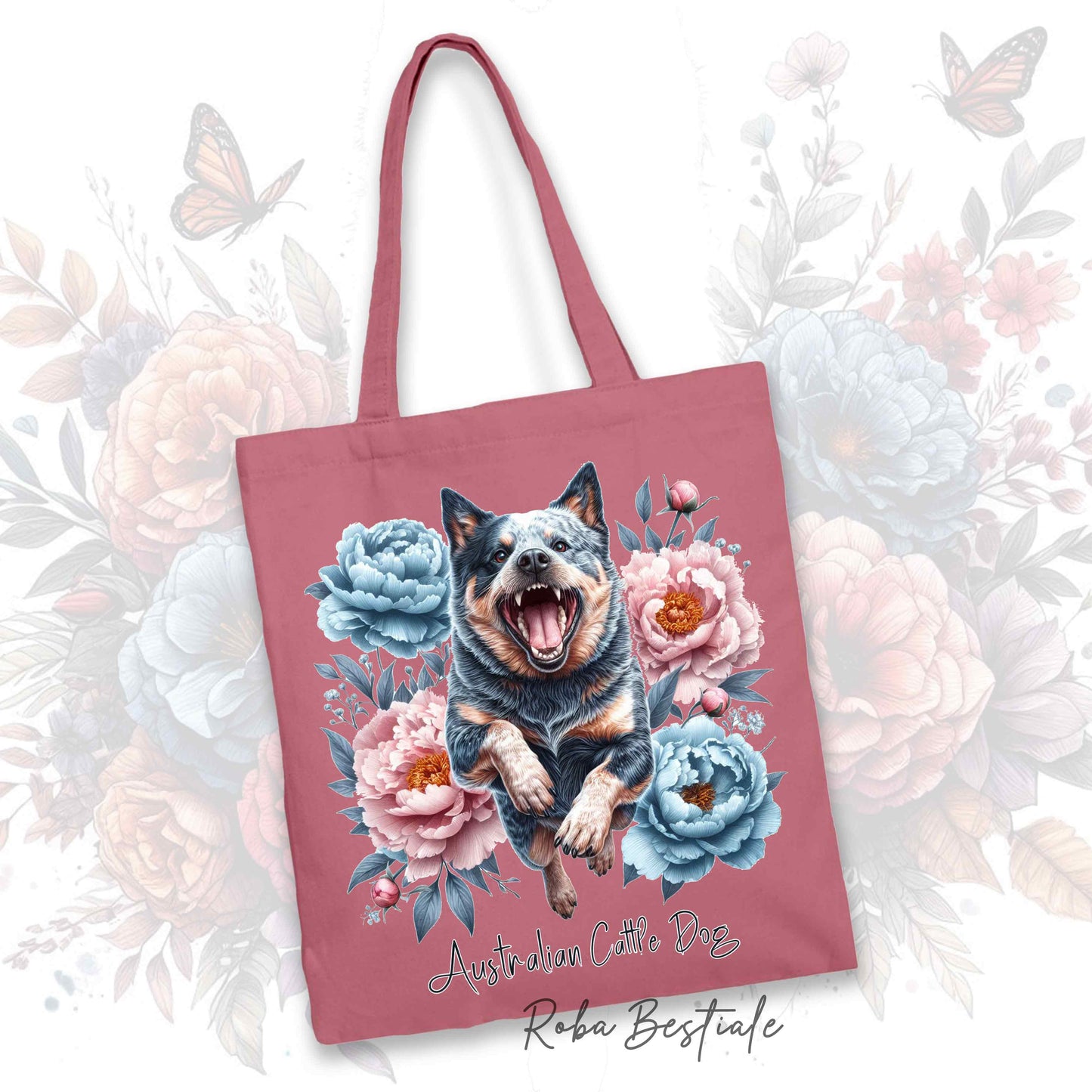 Shopper PEONY - AUSTRALIAN CATTLE DOG Blue - Diversi colori disponibili - 100% Cotone