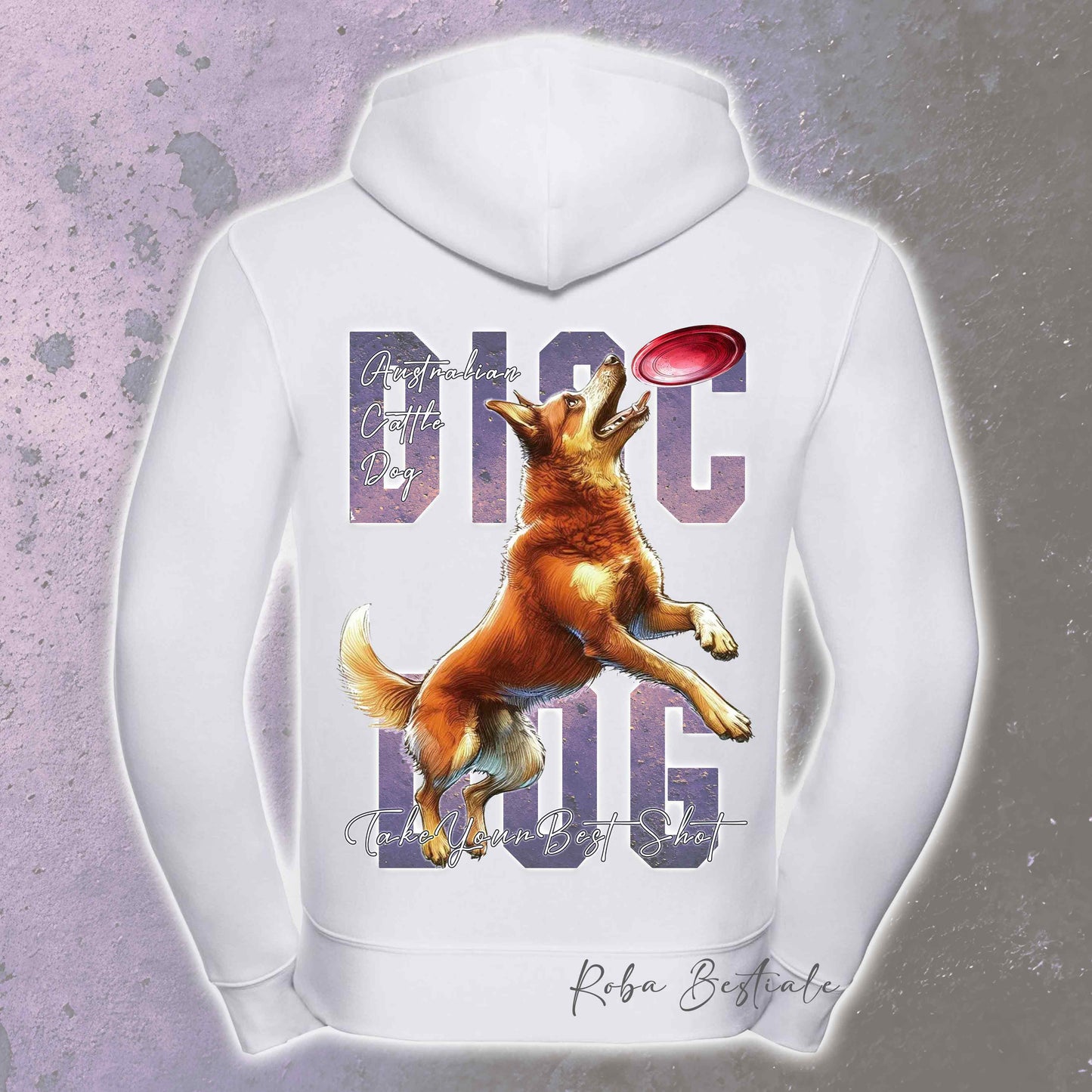 Felpa APTITUDE - DISC DOG - AUSTRALIAN CATTLE DOG Red - Con Cappuccio e Full Zip, Uomo o Donna, in tanti colori - dalla XS alla 5XL