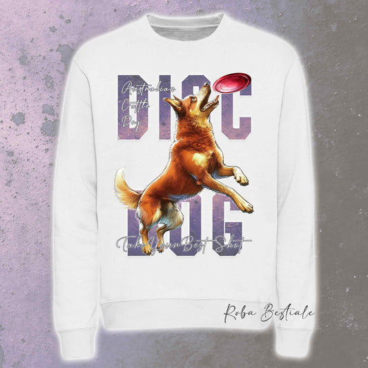Felpa Invernale APTITUDE - DISC DOG - AUSTRALIAN CATTLE DOG Red - Girocollo, Unisex, in tanti colori! - dalla XS alla 3XL