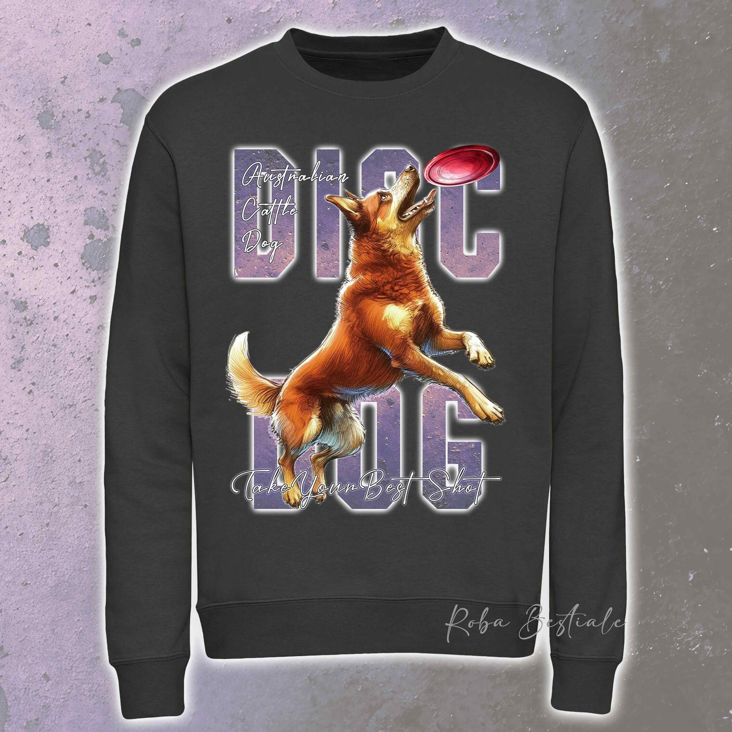 Felpa Invernale APTITUDE - DISC DOG - AUSTRALIAN CATTLE DOG Red - Girocollo, Unisex, in tanti colori! - dalla XS alla 3XL