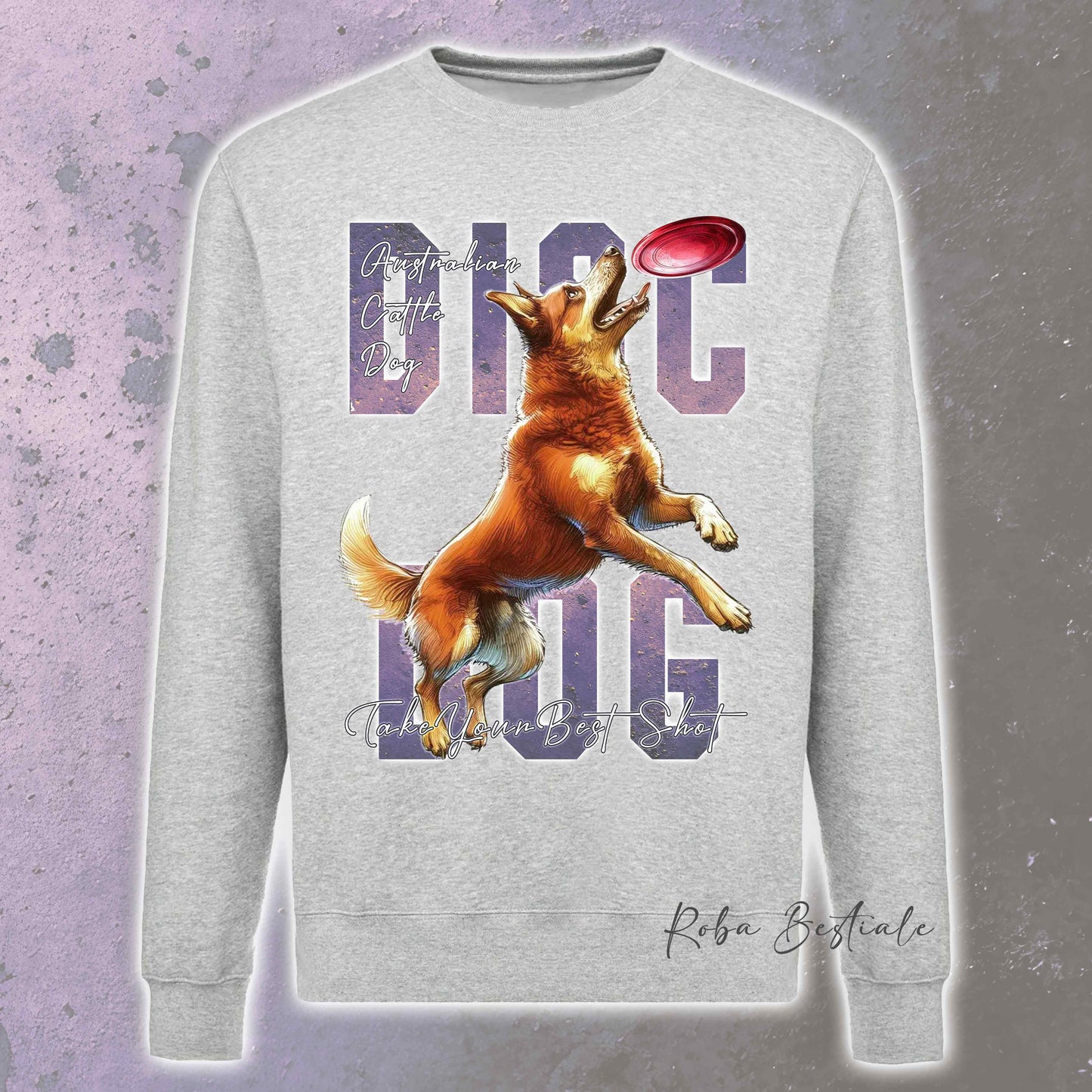 Felpa Invernale APTITUDE - DISC DOG - AUSTRALIAN CATTLE DOG Red - Girocollo, Unisex, in tanti colori! - dalla XS alla 3XL
