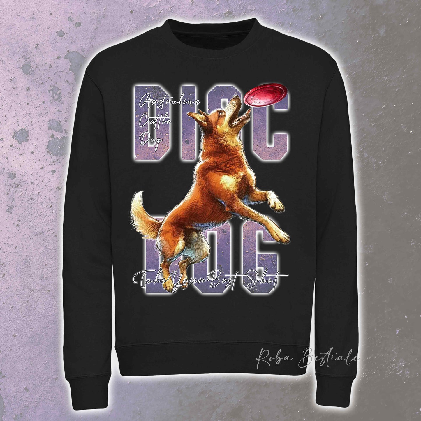 Felpa Invernale APTITUDE - DISC DOG - AUSTRALIAN CATTLE DOG Red - Girocollo, Unisex, in tanti colori! - dalla XS alla 3XL