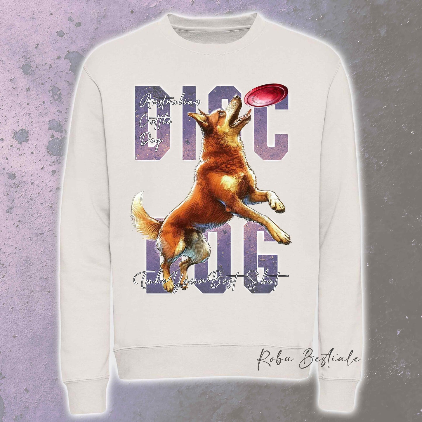 Felpa Invernale APTITUDE - DISC DOG - AUSTRALIAN CATTLE DOG Red - Girocollo, Unisex, in tanti colori! - dalla XS alla 3XL