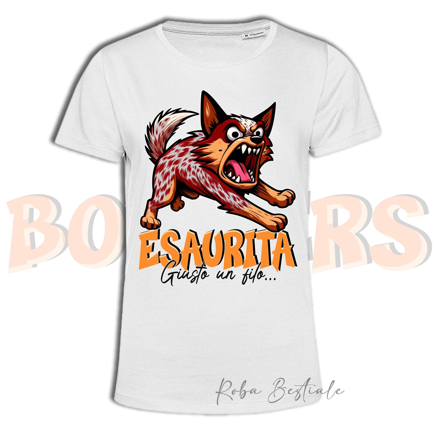 T-Shirt BONKERS - ESAURITA - AUSTRALIAN CATTLE DOG Red - Uomo o Donna - dalla XS alla 5XL