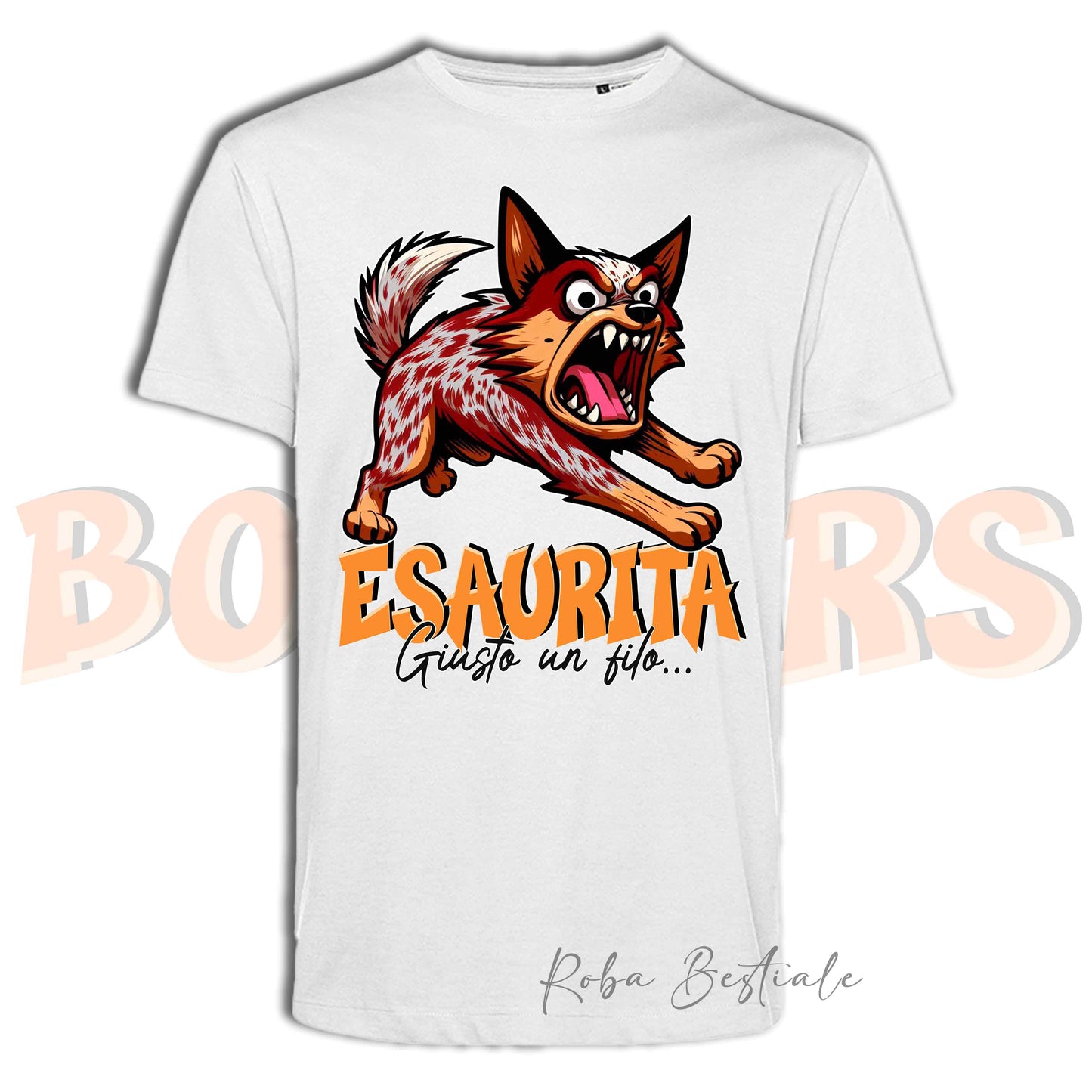 T-Shirt BONKERS - ESAURITA - AUSTRALIAN CATTLE DOG Red - Uomo o Donna - dalla XS alla 5XL