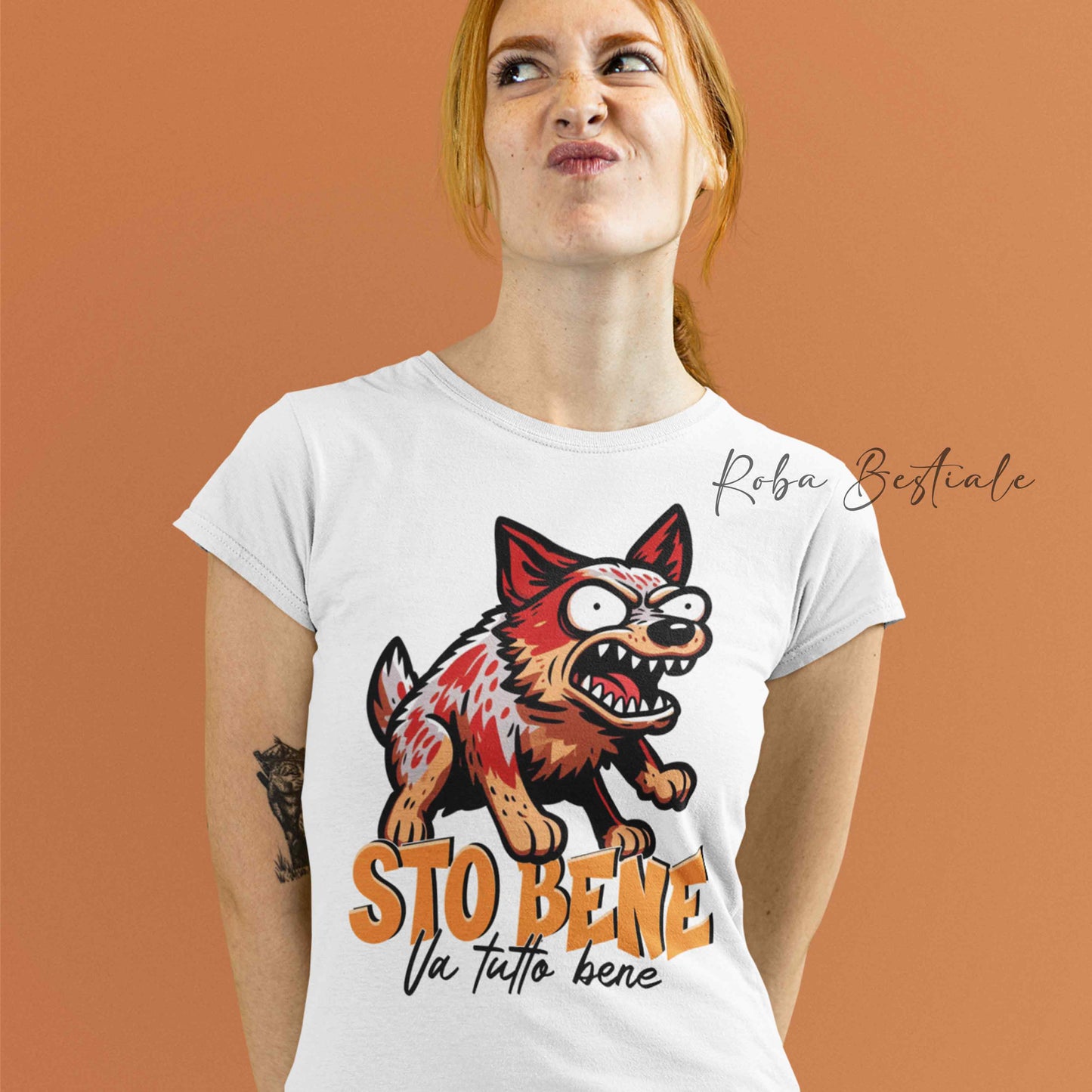 T-Shirt BONKERS - STO BENE - AUSTRALIAN CATTLE DOG Red - Uomo o Donna - dalla XS alla 5XL