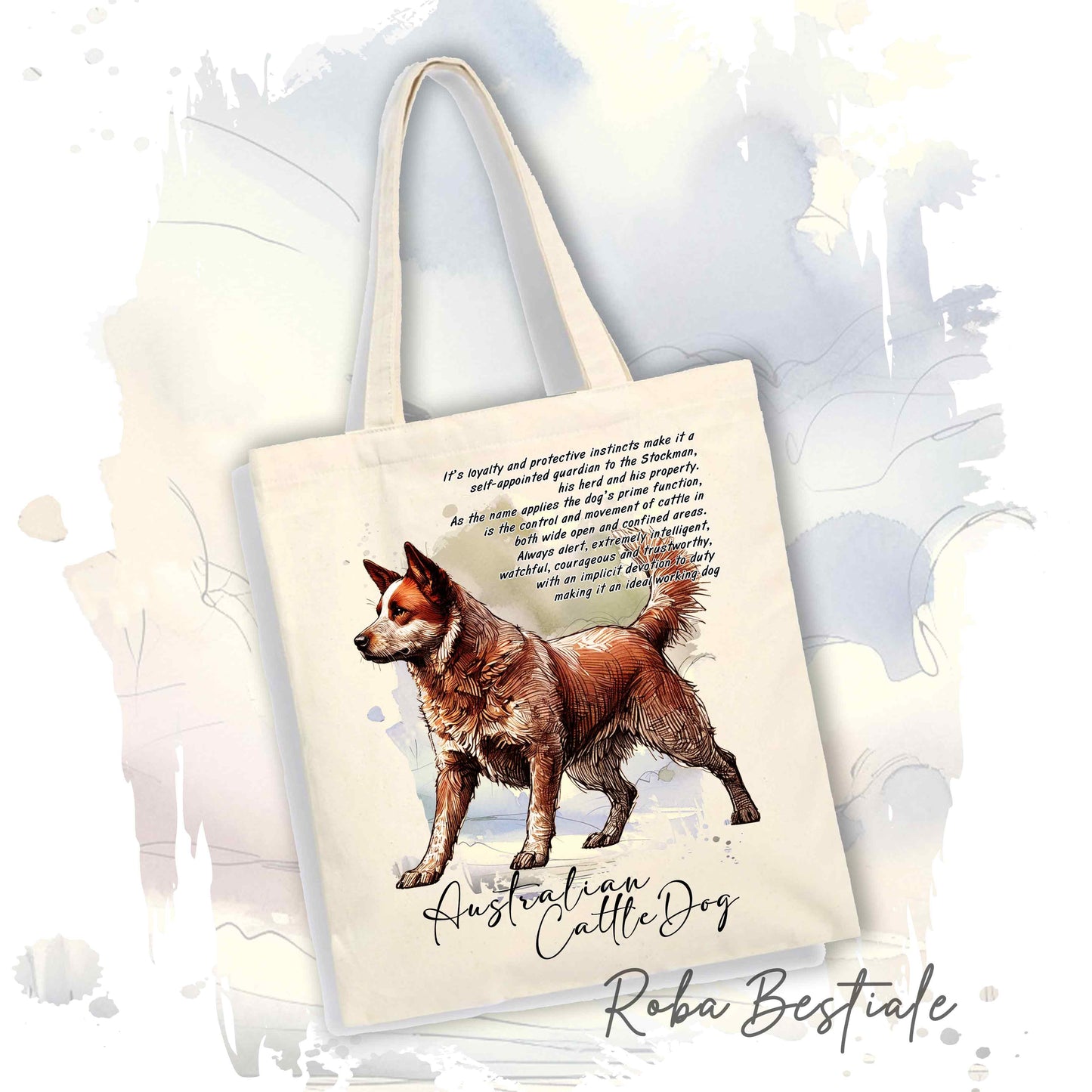 Shopper BEHAVIOR - AUSTRALIAN CATTLE DOG Red - Standard FCI - Diversi colori disponibili, 100% Cotone