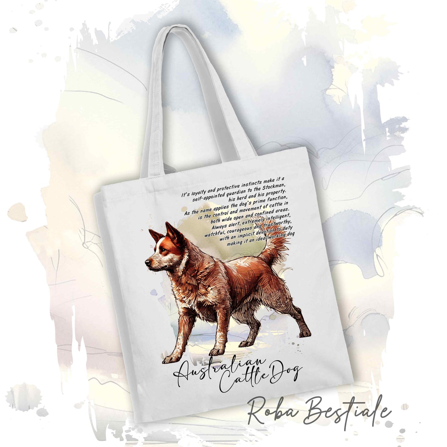 Shopper BEHAVIOR - AUSTRALIAN CATTLE DOG Red - Standard FCI - Diversi colori disponibili, 100% Cotone