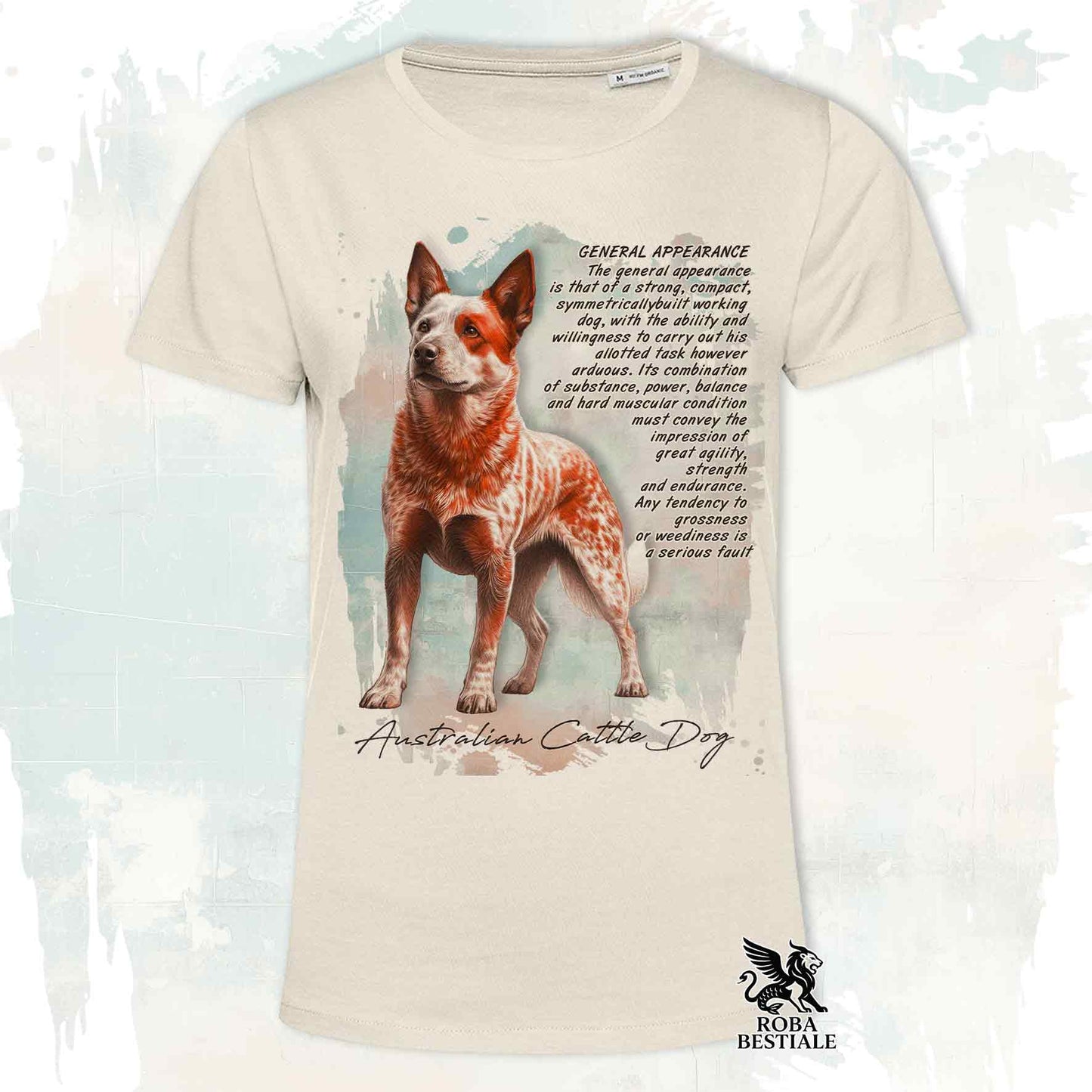 T-Shirt APPEARANCE - AUSTRALIAN CATTLE DOG Red - Bianca o Beige, da Uomo o da Donna - dalla XS alla 5XL
