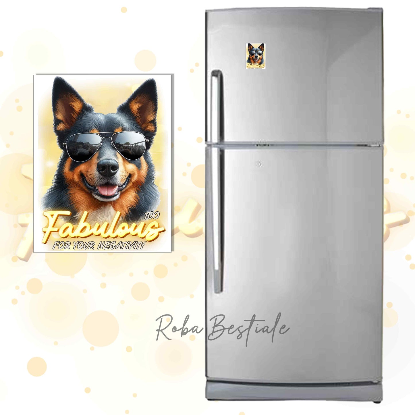 Calamita TOO FABULOUS - AUSTRALIAN KELPIE Black & Tan - in MDF - 7x5 cm