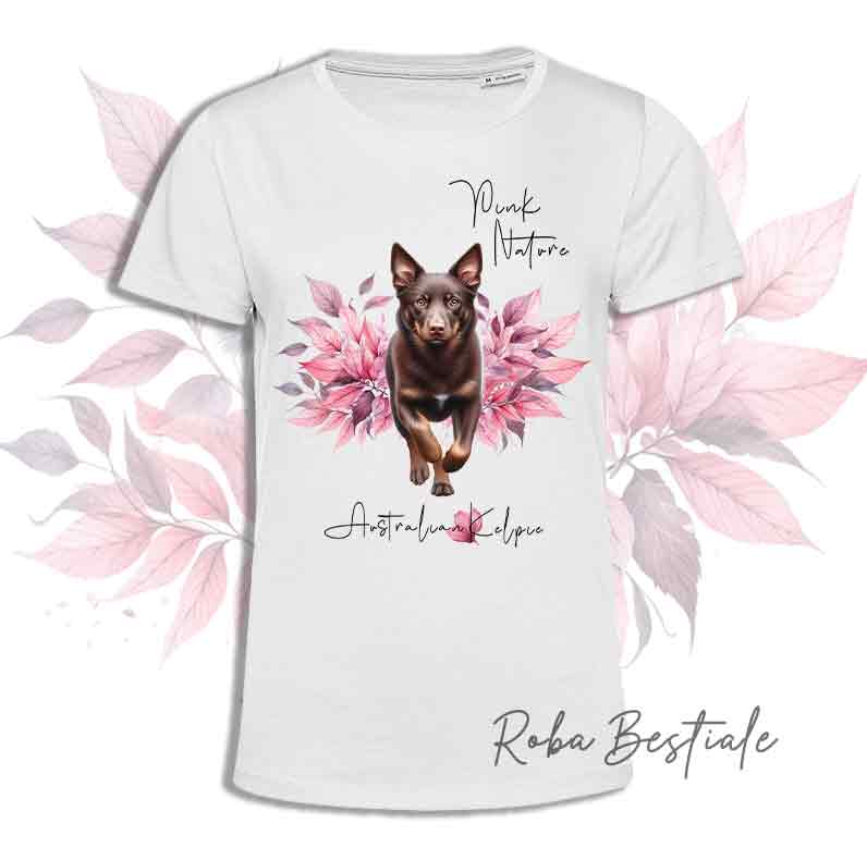 T-Shirt PINK NATURE - AUSTRALIAN KELPIE Chocolate - Uomo o Donna - dalla XS alla 5XL