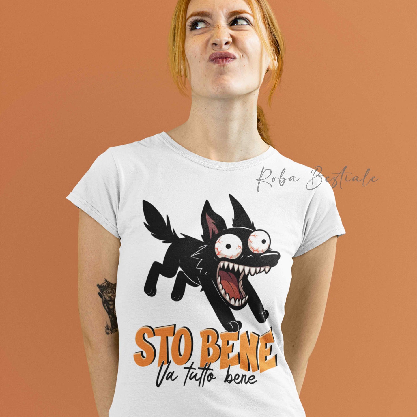 T-Shirt BONKERS - STO BENE - AUSTRALIAN KELPIE Nero - Uomo o Donna - dalla XS alla 5XL