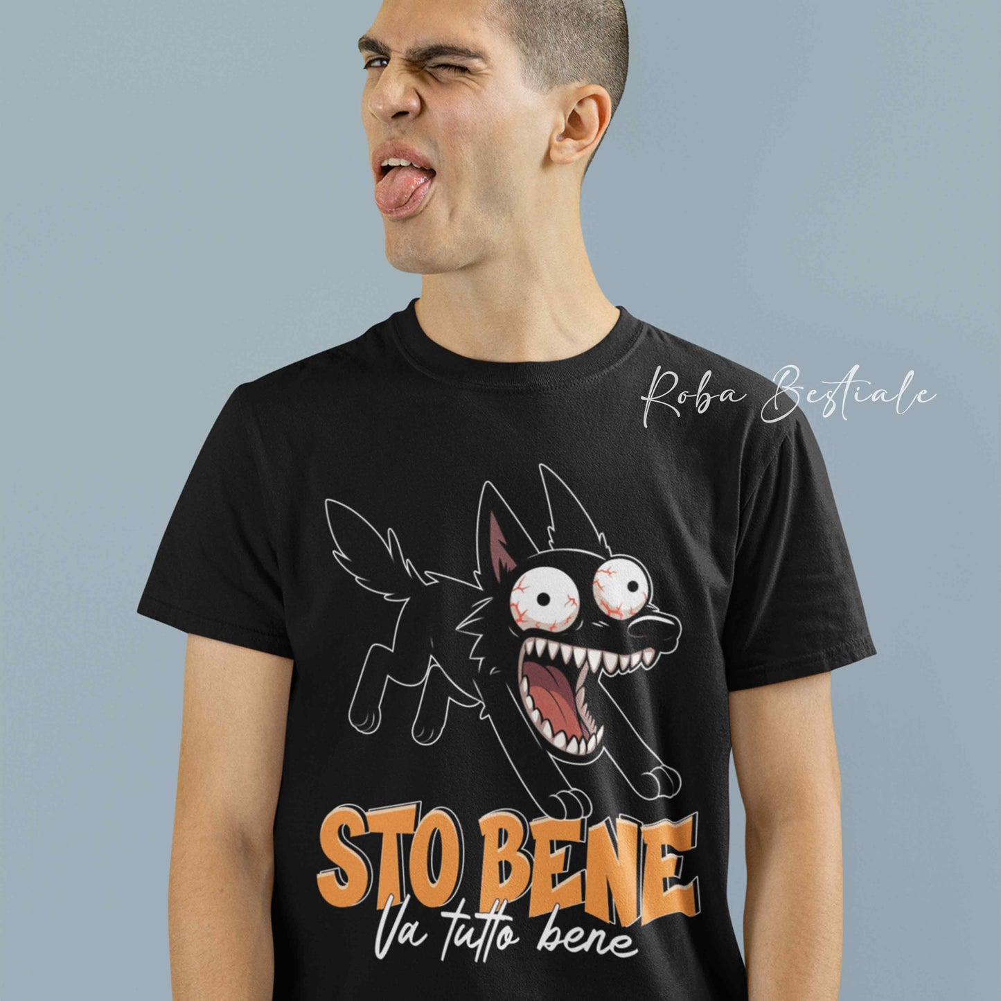 T-Shirt BONKERS - STO BENE - AUSTRALIAN KELPIE Nero - Uomo o Donna - dalla XS alla 5XL