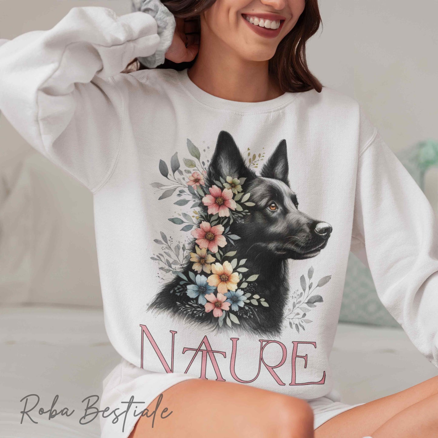 Felpa NATURE - AUSTRALIAN KELPIE Nero - Girocollo, Unisex - Off White, Bianca o Grigia - dalla XS alla 3XL