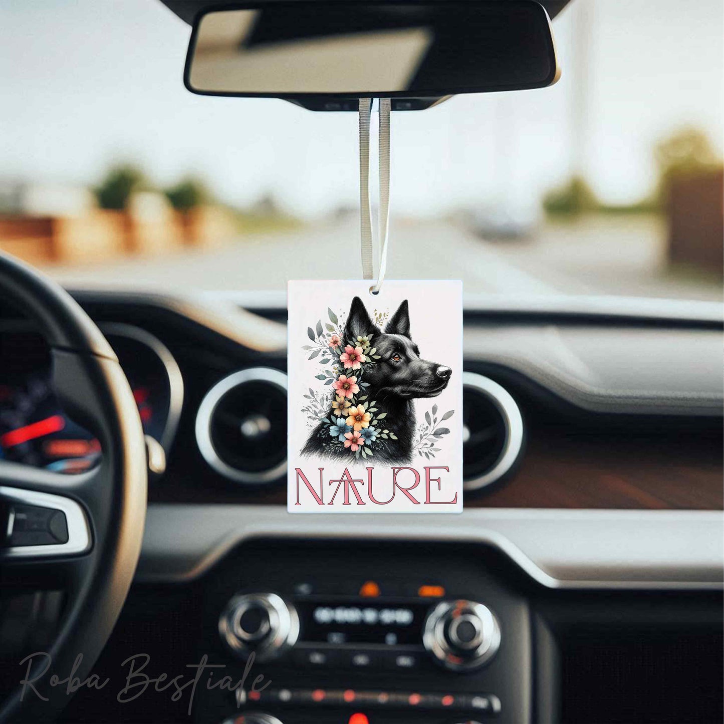 Deodorante Auto NATURE - AUSTRALIAN KELPIE Nero - In Feltro, con cordino - 7,5 x 10 cm