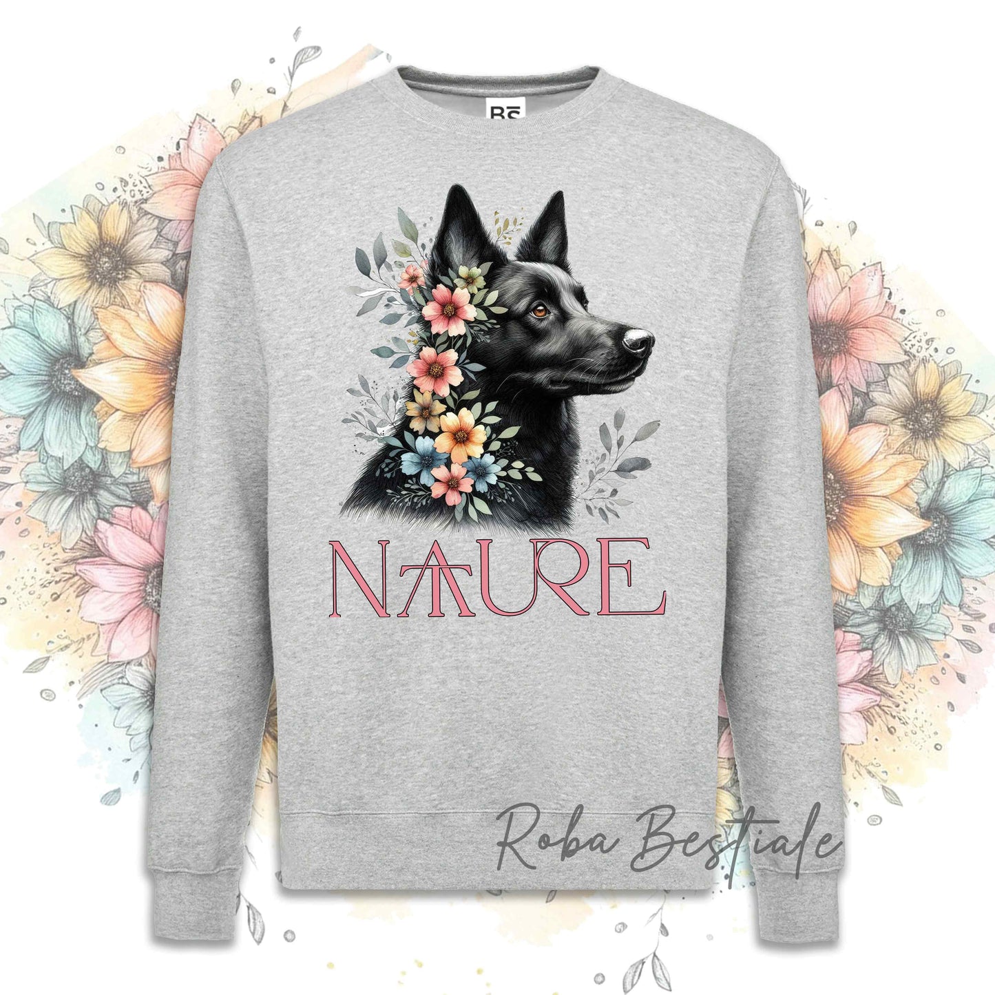Felpa NATURE - AUSTRALIAN KELPIE Nero - Girocollo, Unisex - Off White, Bianca o Grigia - dalla XS alla 3XL