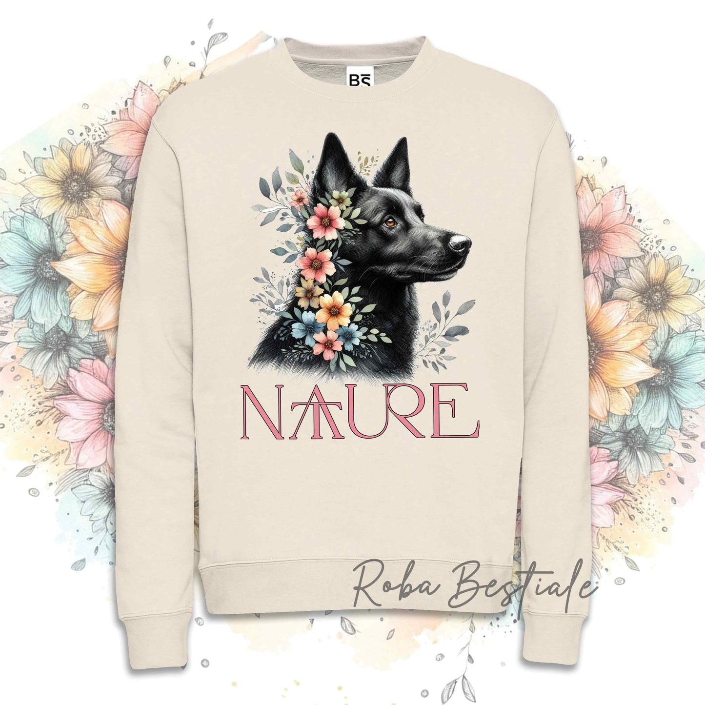 Felpa NATURE - AUSTRALIAN KELPIE Nero - Girocollo, Unisex - Off White, Bianca o Grigia - dalla XS alla 3XL