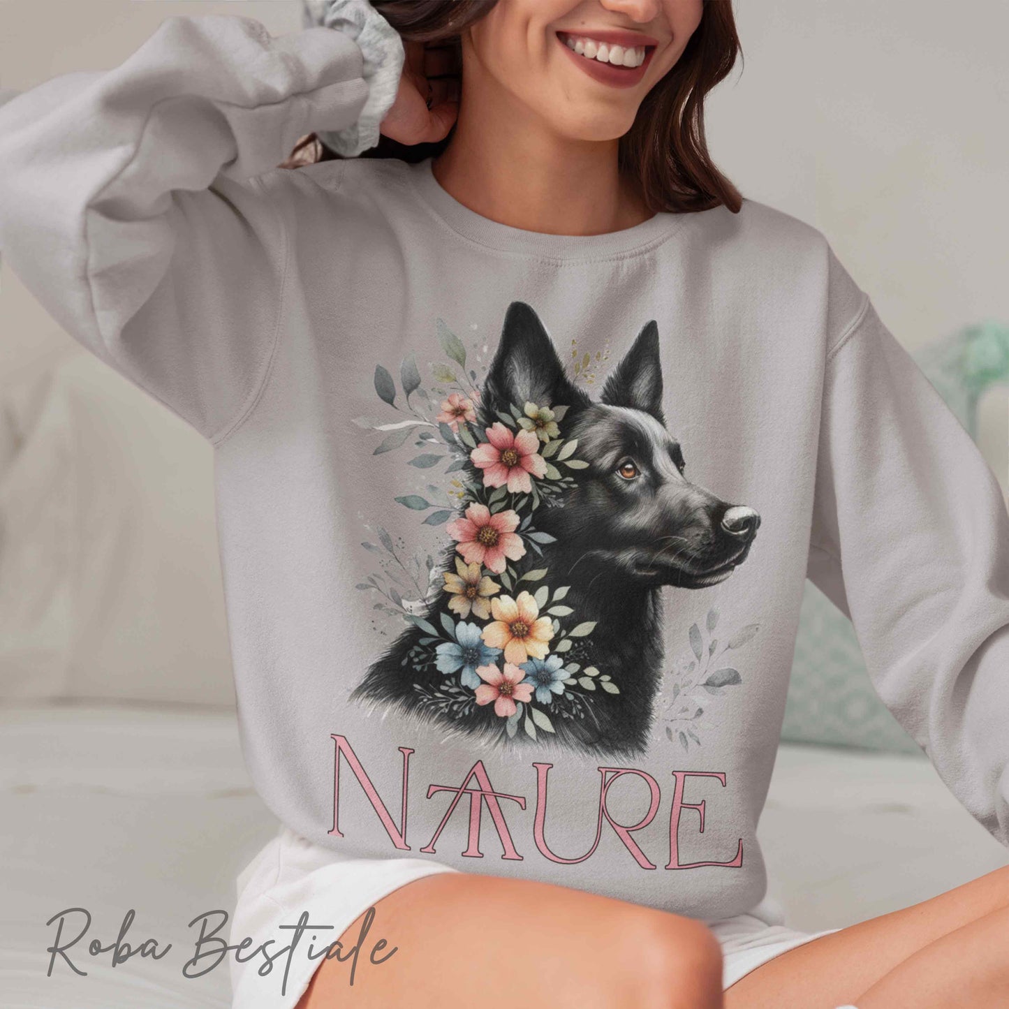 Felpa NATURE - AUSTRALIAN KELPIE Nero - Girocollo, Unisex - Off White, Bianca o Grigia - dalla XS alla 3XL