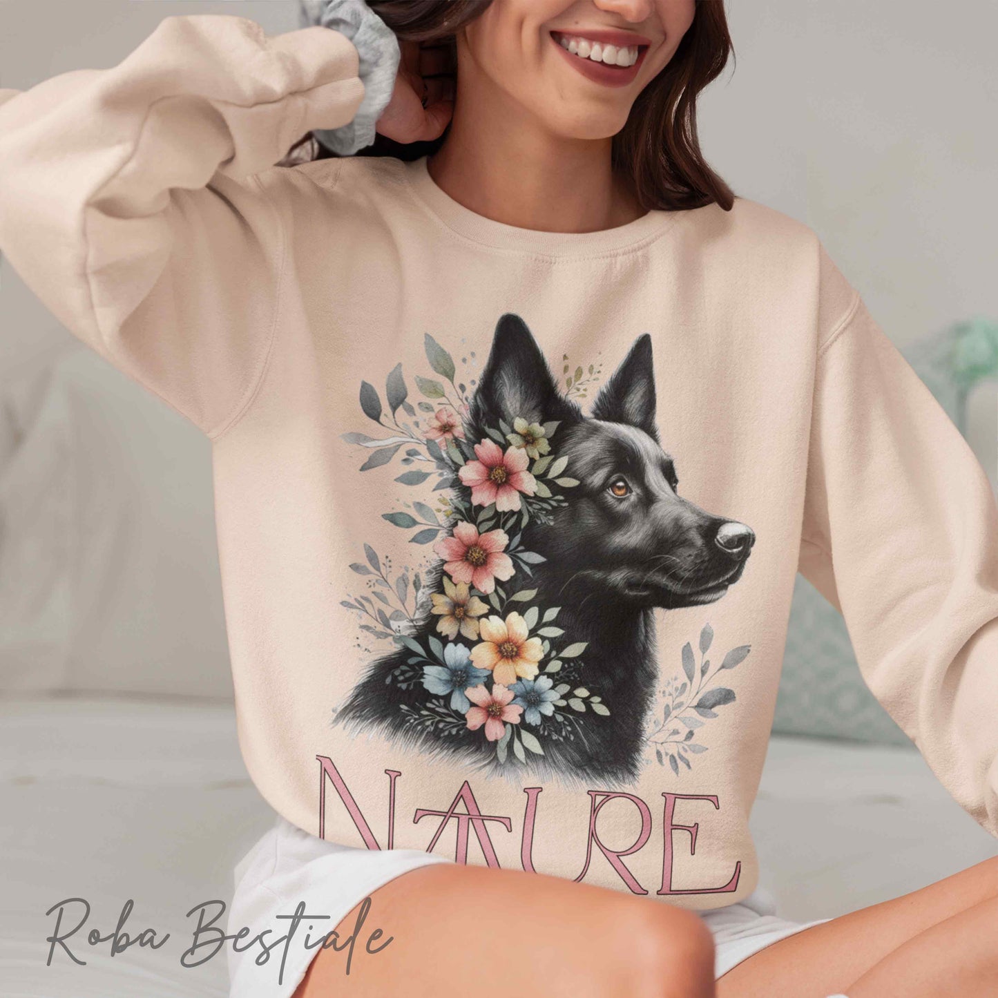 Felpa NATURE - AUSTRALIAN KELPIE Nero - Girocollo, Unisex - Off White, Bianca o Grigia - dalla XS alla 3XL