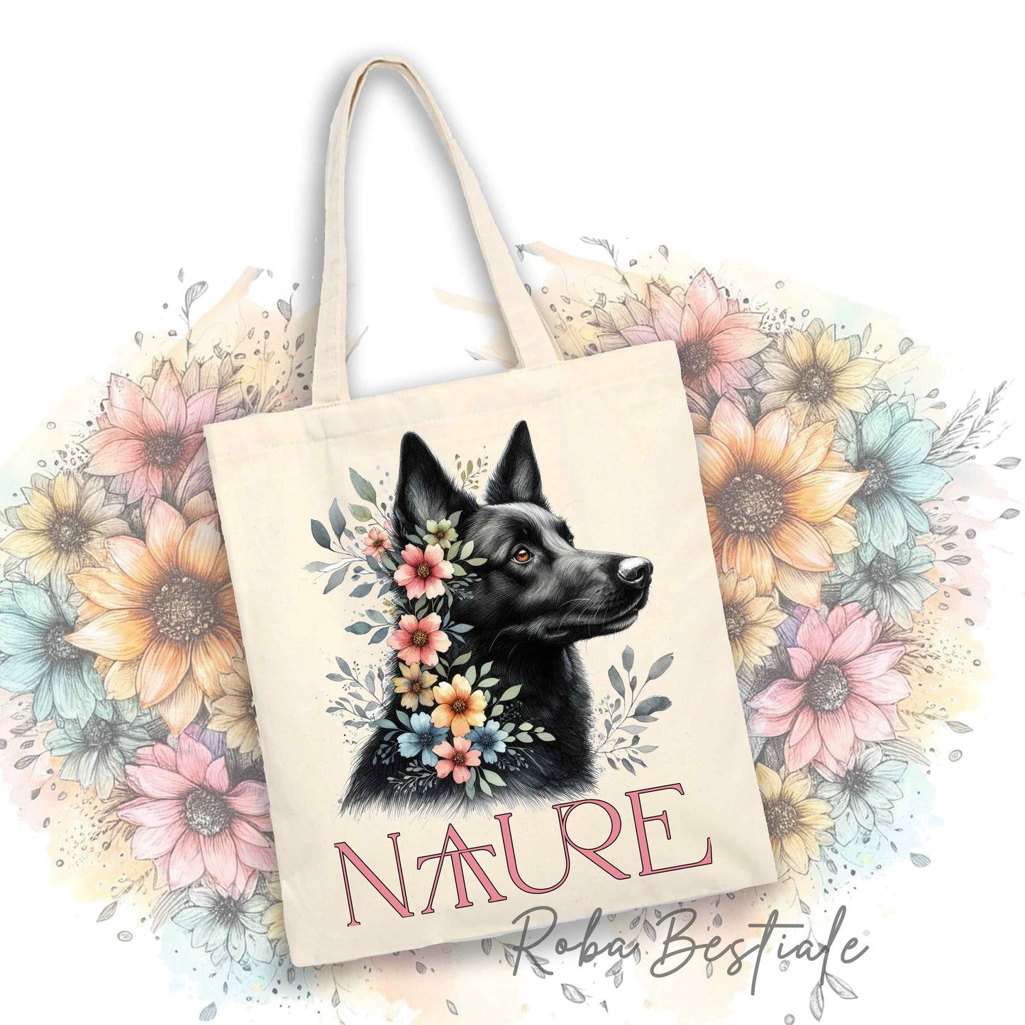 Shopper NATURE - AUSTRALIAN KELPIE Nero - Diversi colori disponibili, 100% Cotone