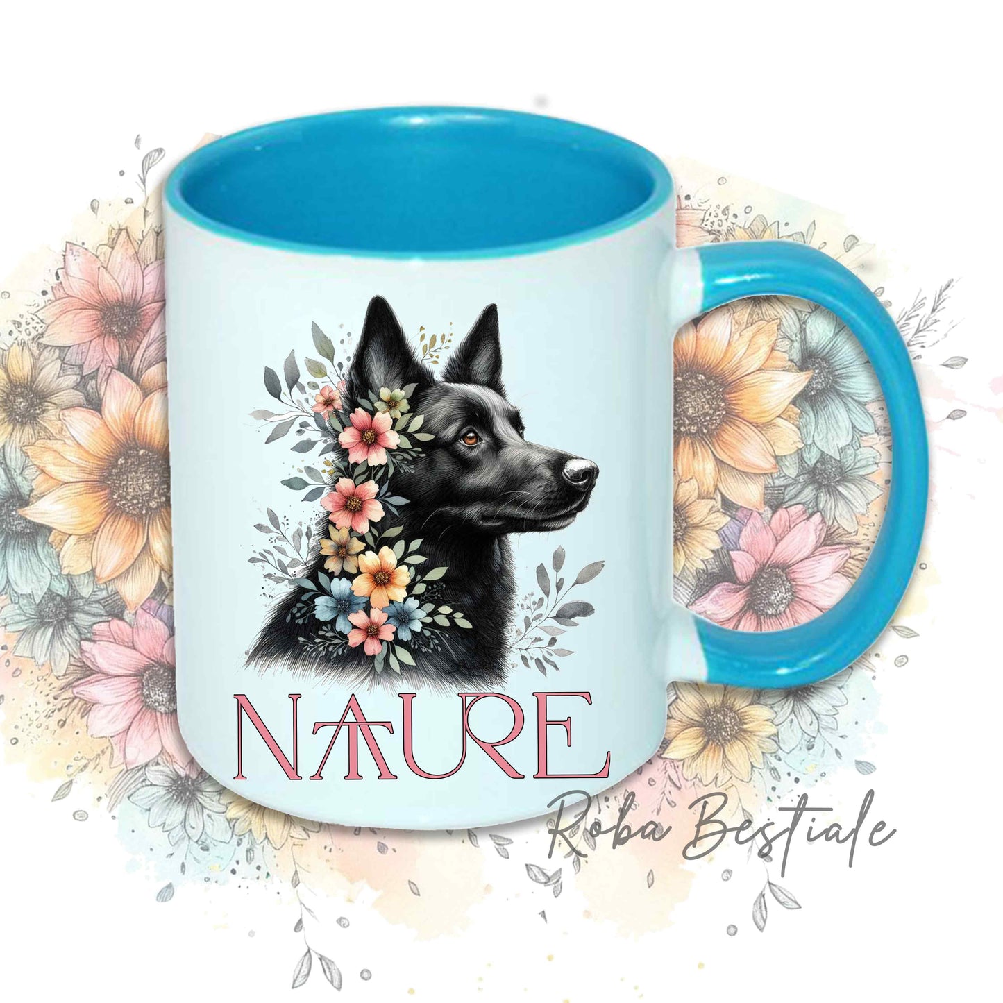 Tazza NATURE - AUSTRALIAN KELPIE Nero - In Ceramica, con manico e interno in diversi colori - 330 ml