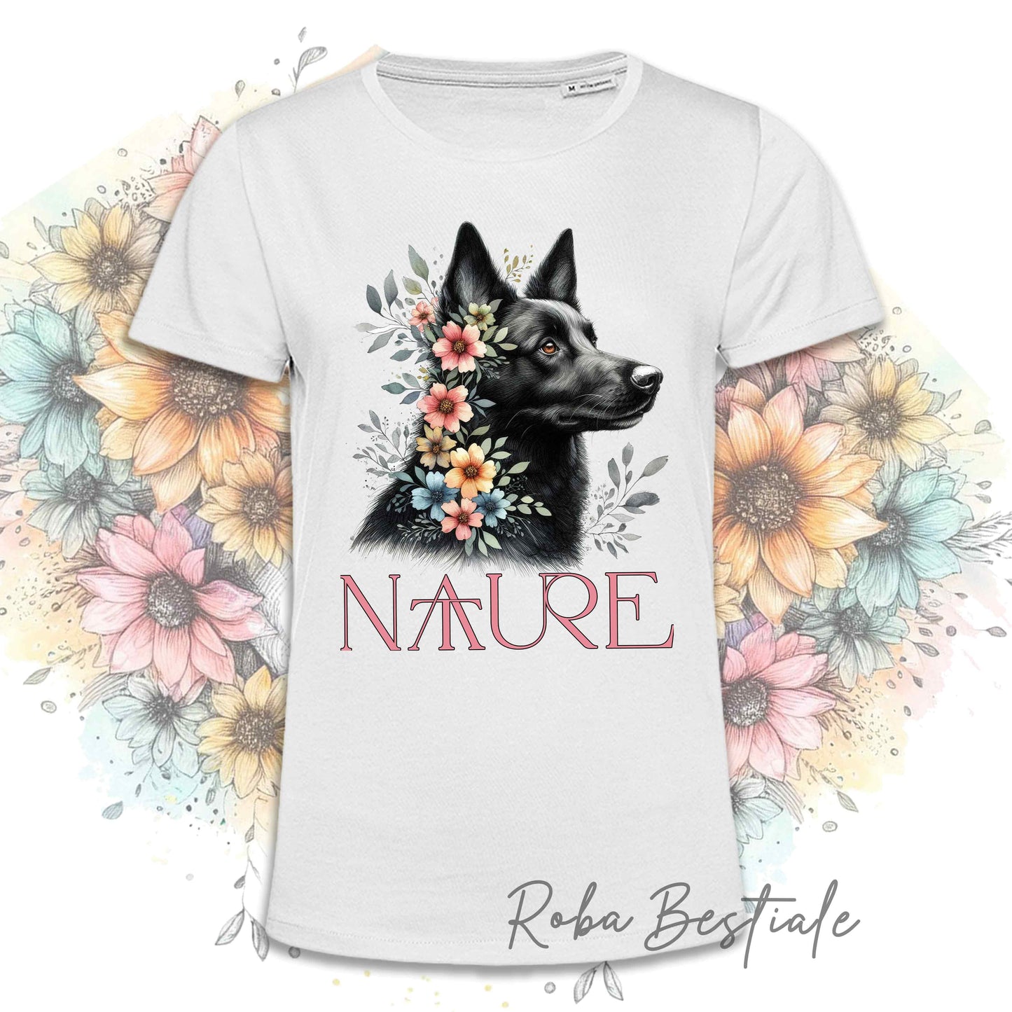 T-Shirt NATURE - AUSTRALIAN KELPIE Nero - Bianca, Uomo o Donna - dalla XS alla 5XL