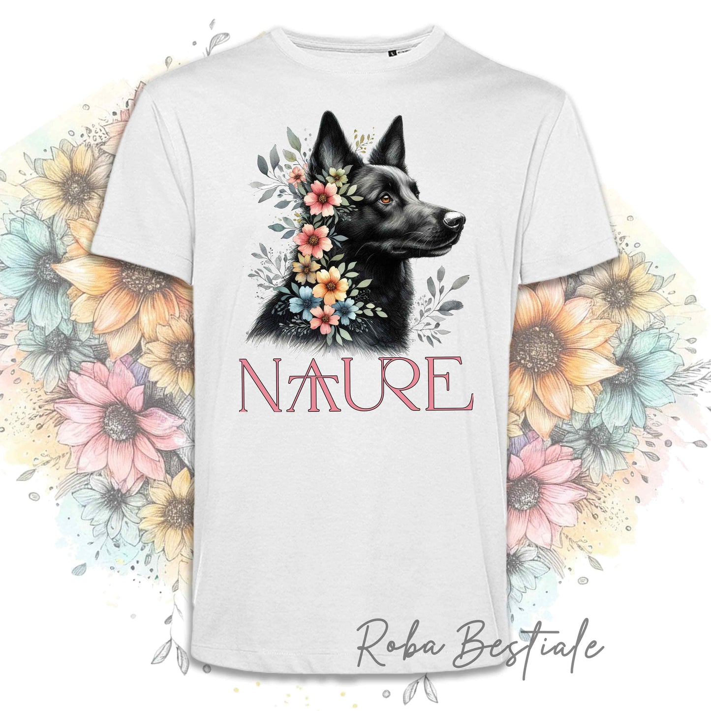 T-Shirt NATURE - AUSTRALIAN KELPIE Nero - Bianca, Uomo o Donna - dalla XS alla 5XL