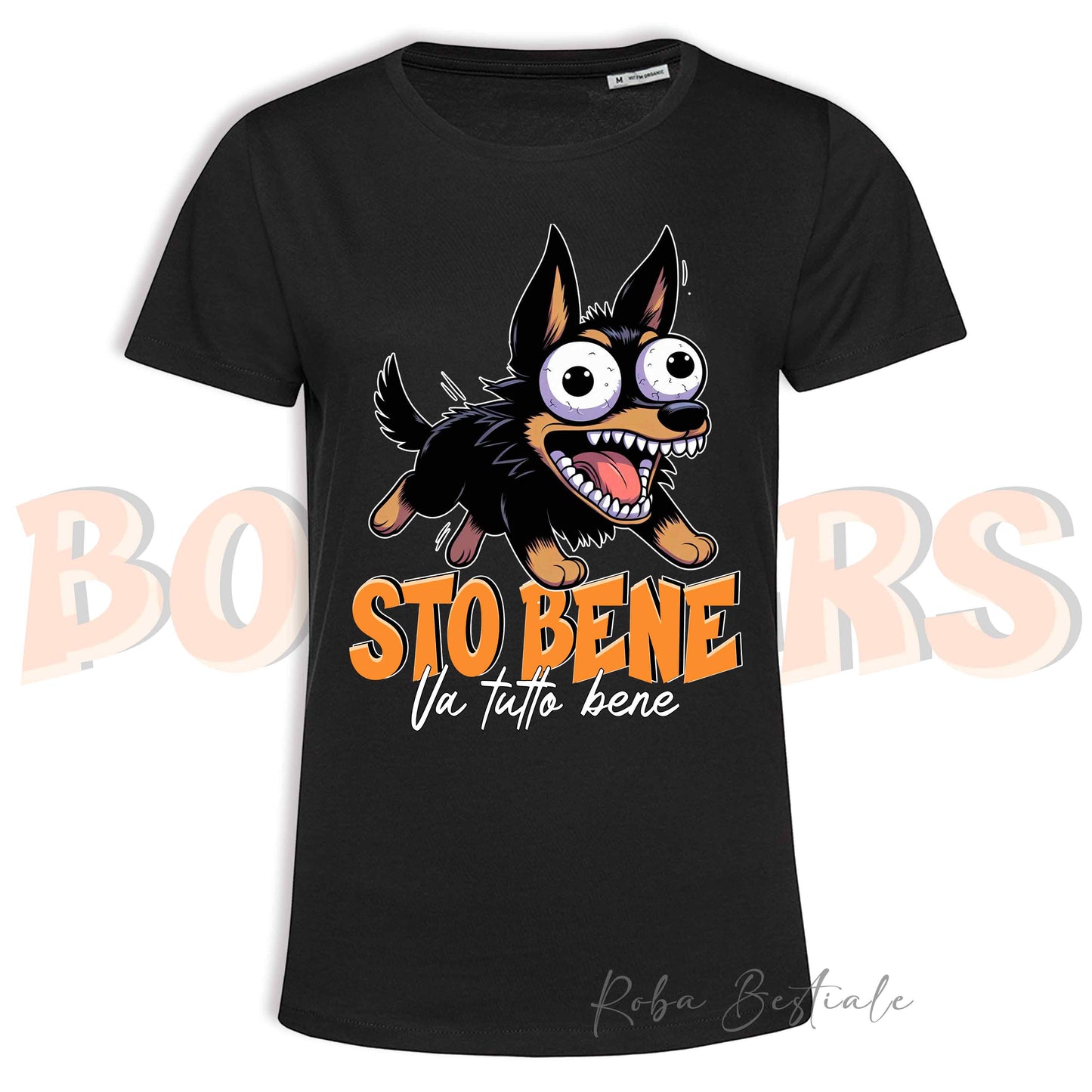 T-Shirt BONKERS - STO BENE - AUSTRALIAN KELPIE Nero Focato - Uomo o Donna - dalla XS alla 5XL