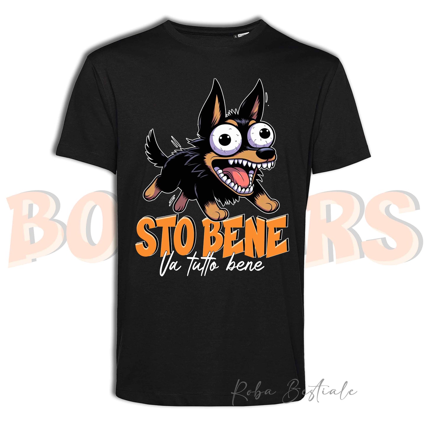 T-Shirt BONKERS - STO BENE - AUSTRALIAN KELPIE Nero Focato - Uomo o Donna - dalla XS alla 5XL