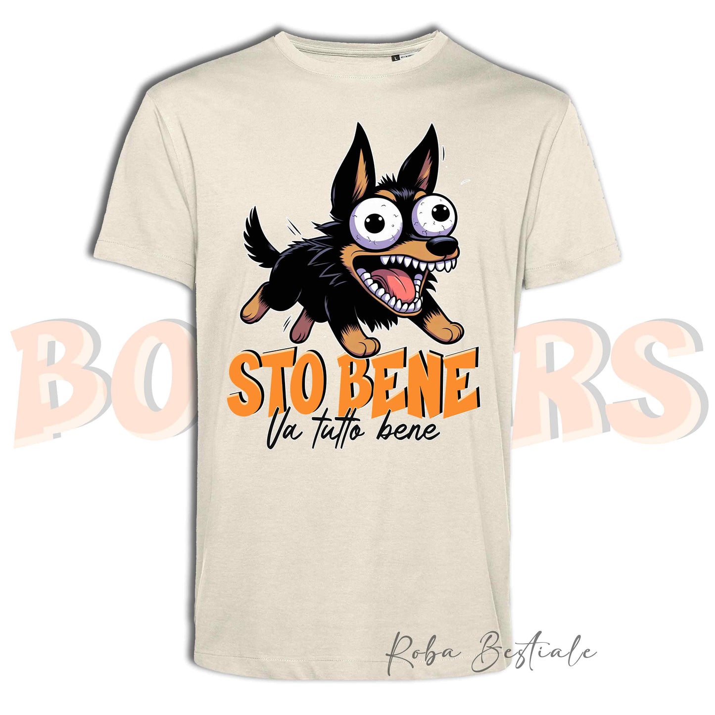 T-Shirt BONKERS - STO BENE - AUSTRALIAN KELPIE Nero Focato - Uomo o Donna - dalla XS alla 5XL