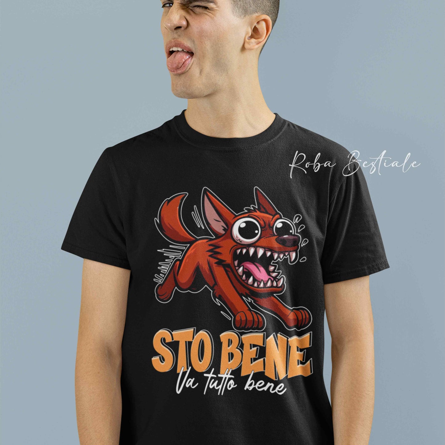 T-Shirt BONKERS - STO BENE - AUSTRALIAN KELPIE Rosso - Uomo o Donna - dalla XS alla 5XL