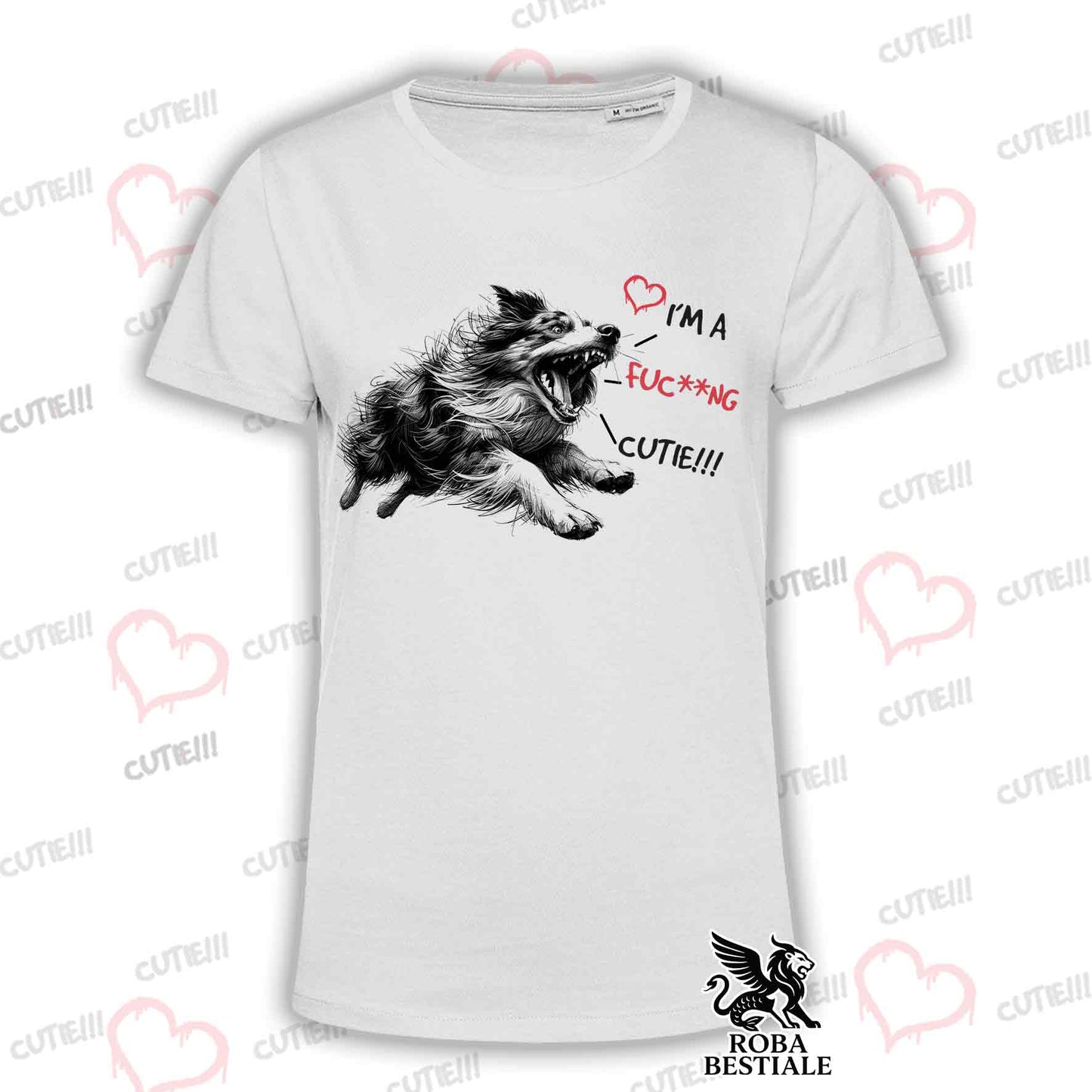 T-Shirt CUTIE - AUSTRALIAN SHEPHERD Merle - Bianca o Beige, da Uomo o da Donna - dalla XS alla 5XL