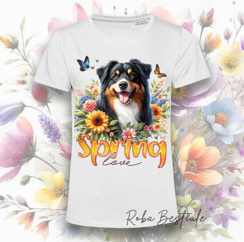 SPRING LOVE T-Shirt - AUSTRALIAN SHEPHERD Black Tricolor