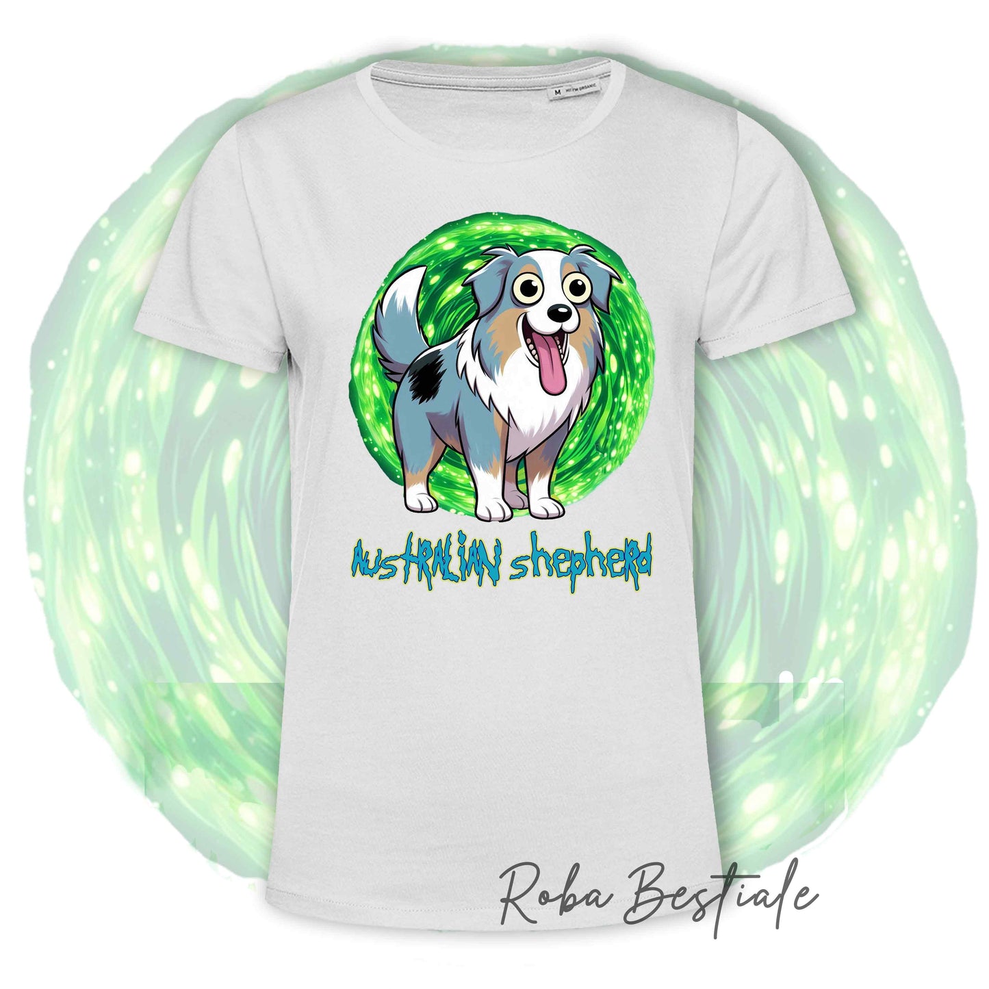 RICK & MORTY T-Shirt - AUSTRALIAN SHEPHERD Blue Merle - White or Black - from XS to 5XL