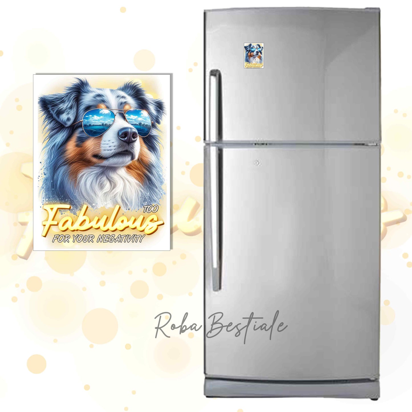 Calamita TOO FABULOUS - AUSTRALIAN SHEPHERD Blue Merle - in MDF - 7x5 cm