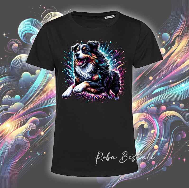 T-Shirt HOLO - AUSTRALIAN SHEPHERD Black Tricolor - Uomo o Donna - dalla XS alla 5XL