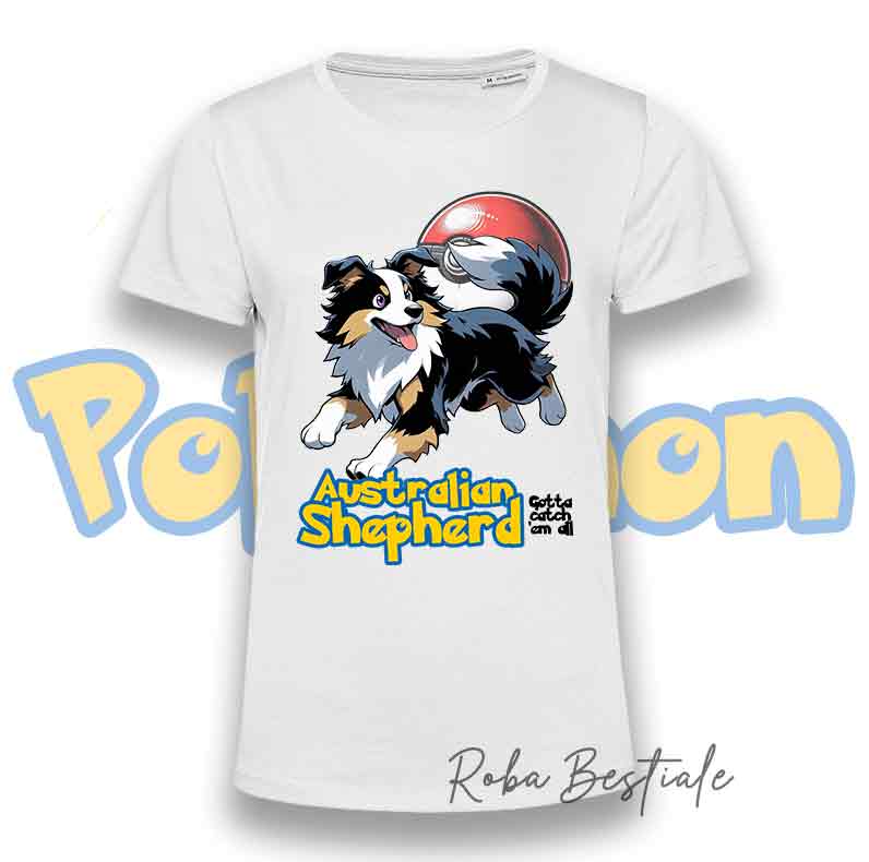 T-Shirt POKEMON - AUSTRALIAN SHEPHERD Black Tricolor