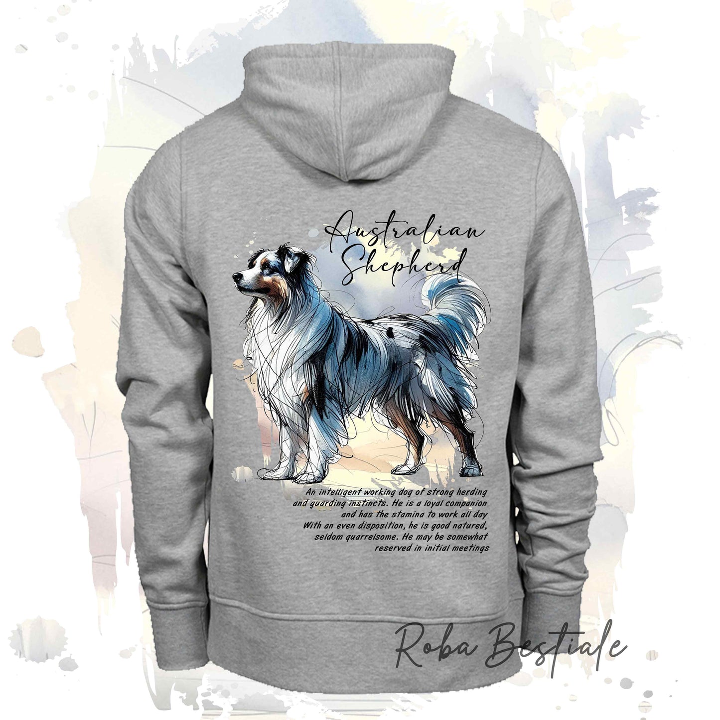Felpa BEHAVIOR - AUSTRALIAN SHEPHERD Blue Merle - Standard FCI - Unisex - Grigia - dalla XS alla 3XL