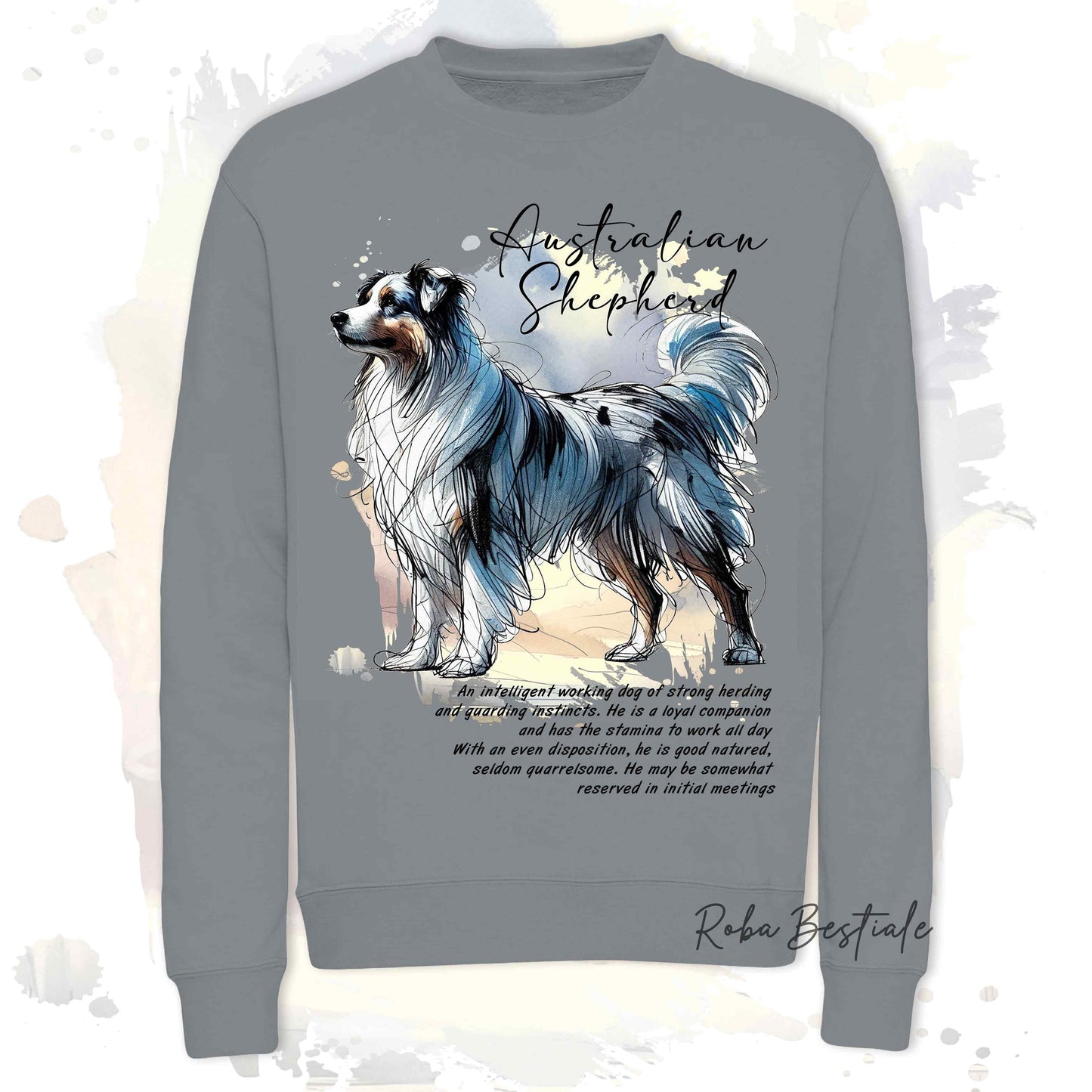 Felpa BEHAVIOR - AUSTRALIAN SHEPHERD Blue Merle - Girocollo, Unisex, in tanti colori! - dalla XS alla 3XL
