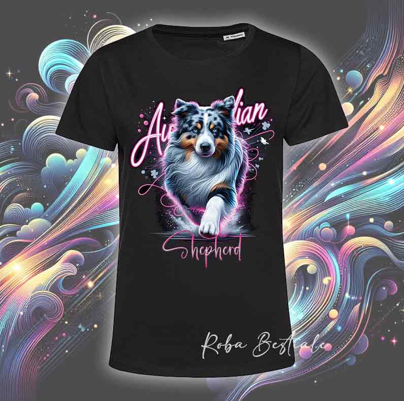 T-Shirt HOLO - AUSTRALIAN SHEPHERD Blue Merle - Uomo o Donna - dalla XS alla 5XL