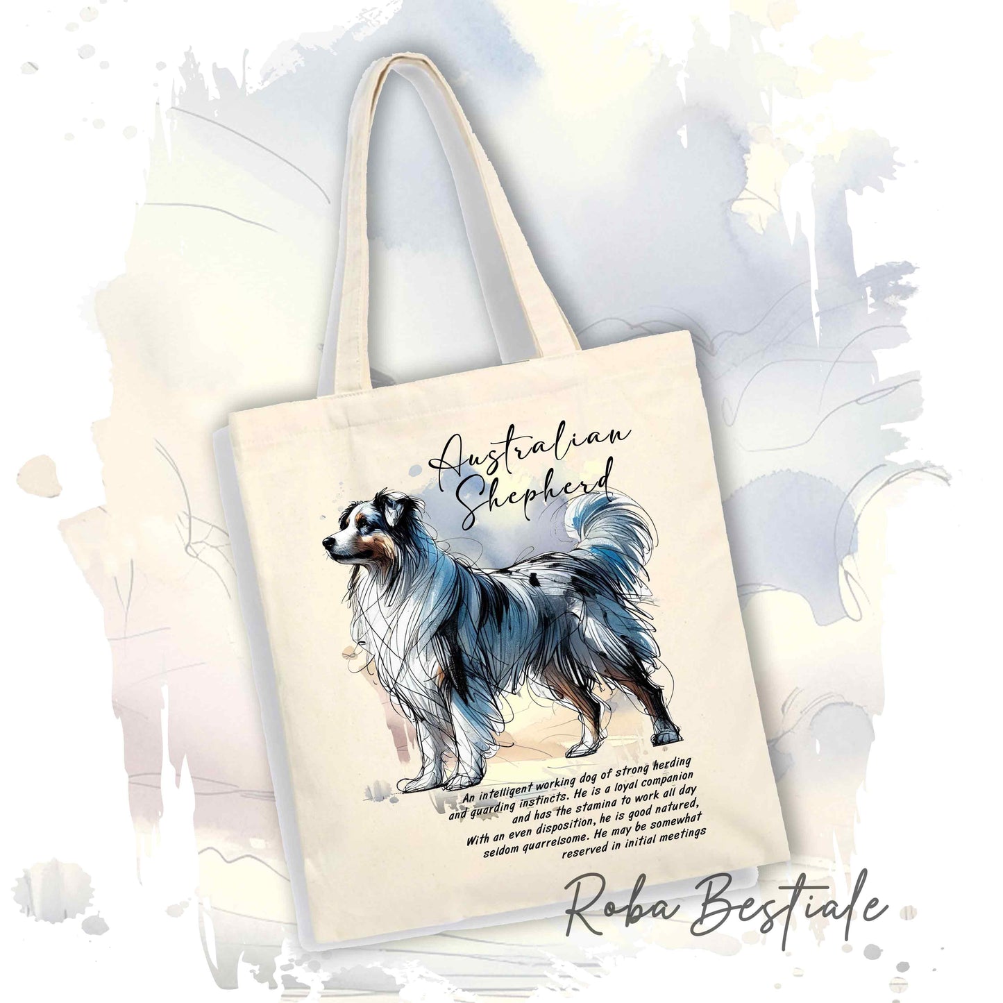 Shopper BEHAVIOR - AUSTRALIAN SHEPHERD Blue Merle - Standard FCI - Diversi colori disponibili, 100% Cotone