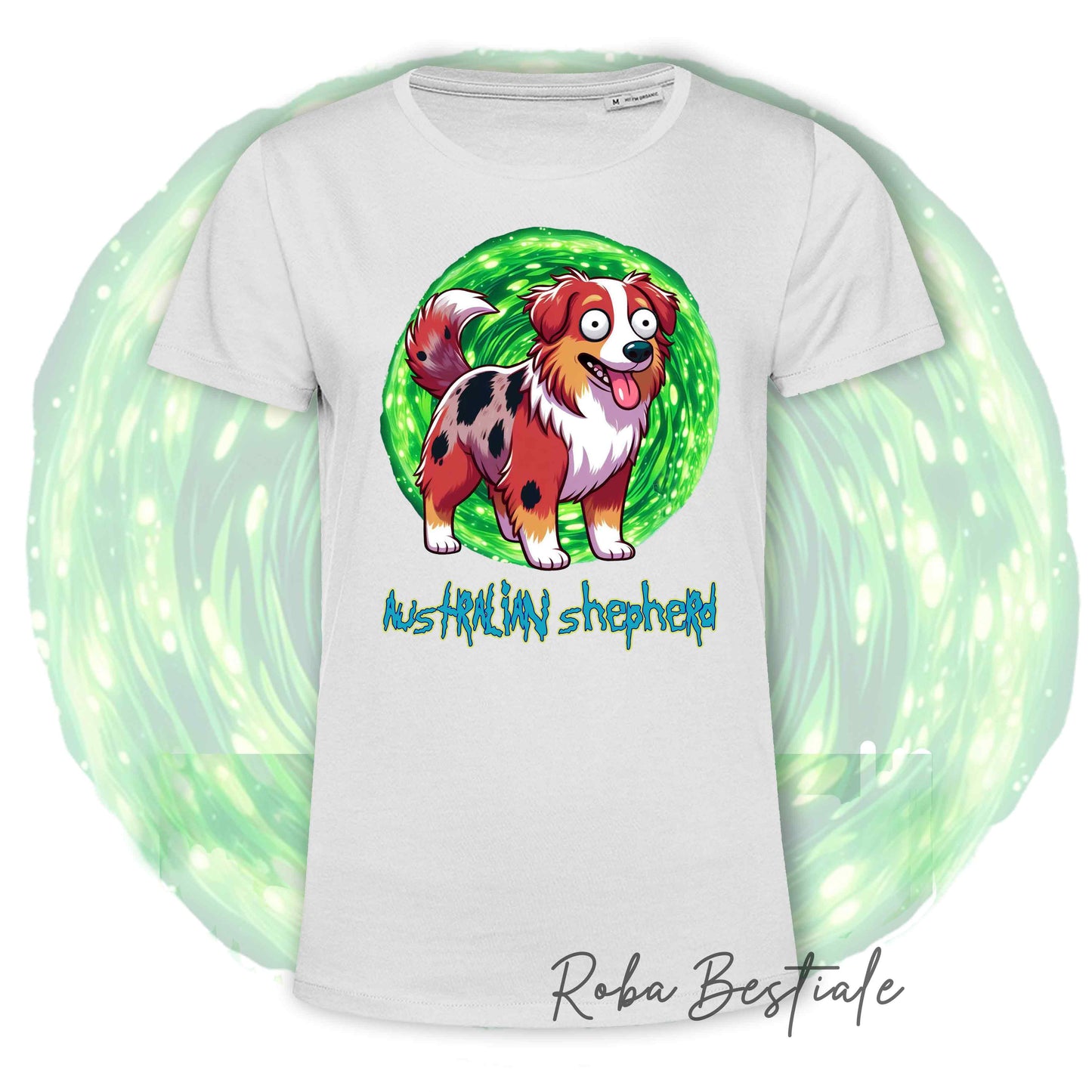 RICK & MORTY T-Shirt - AUSTRALIAN SHEPHERD Red Merle - White or Black - from XS to 5XL