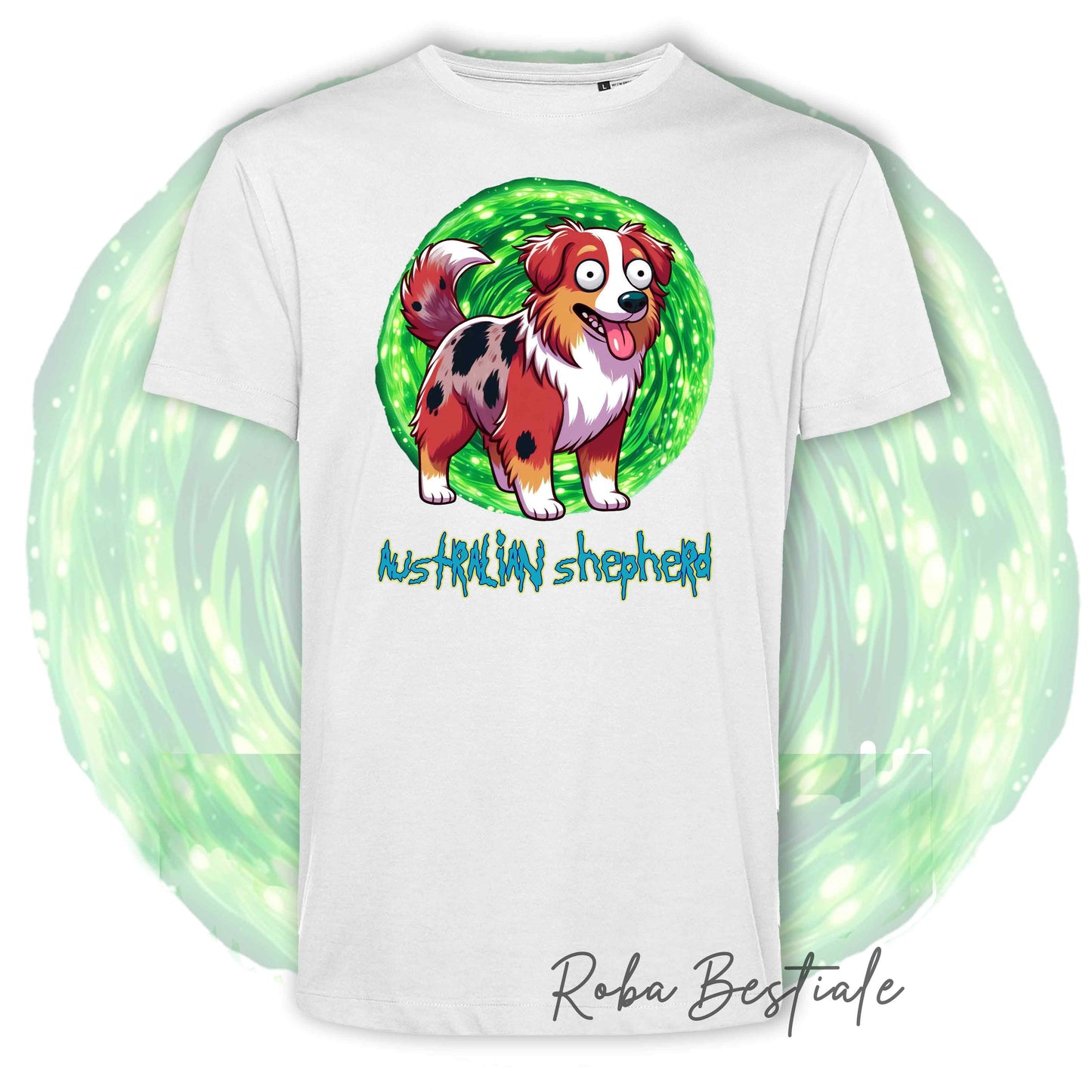 RICK & MORTY T-Shirt - AUSTRALIAN SHEPHERD Red Merle - White or Black - from XS to 5XL