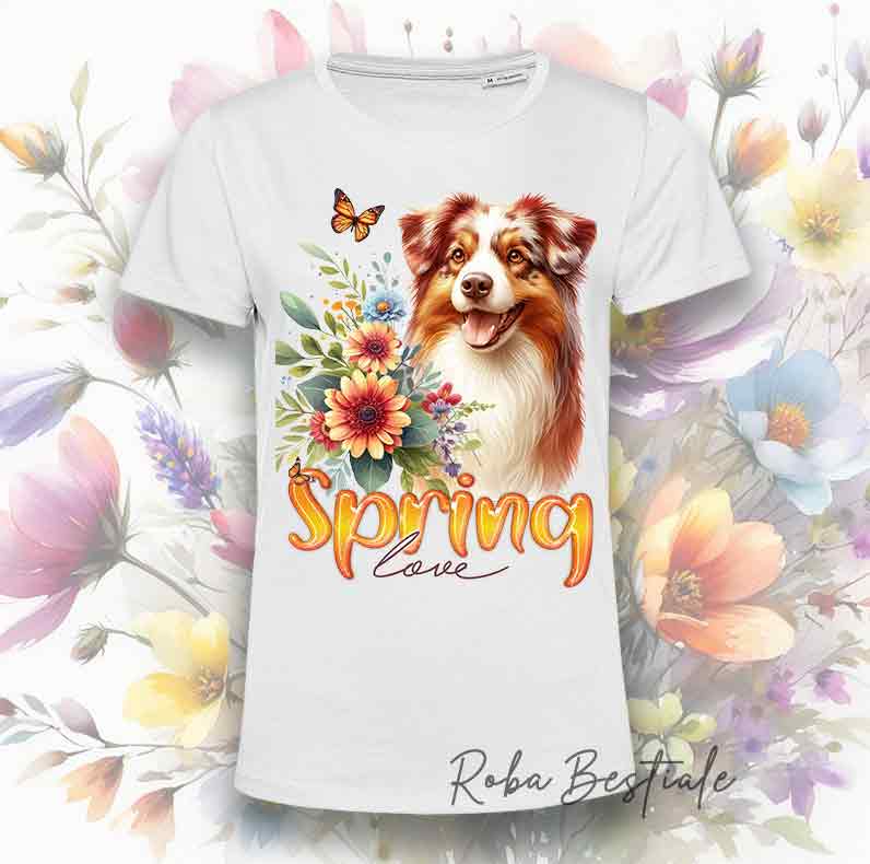 SPRING LOVE T-Shirt - AUSTRALIAN SHEPHERD Red Merle