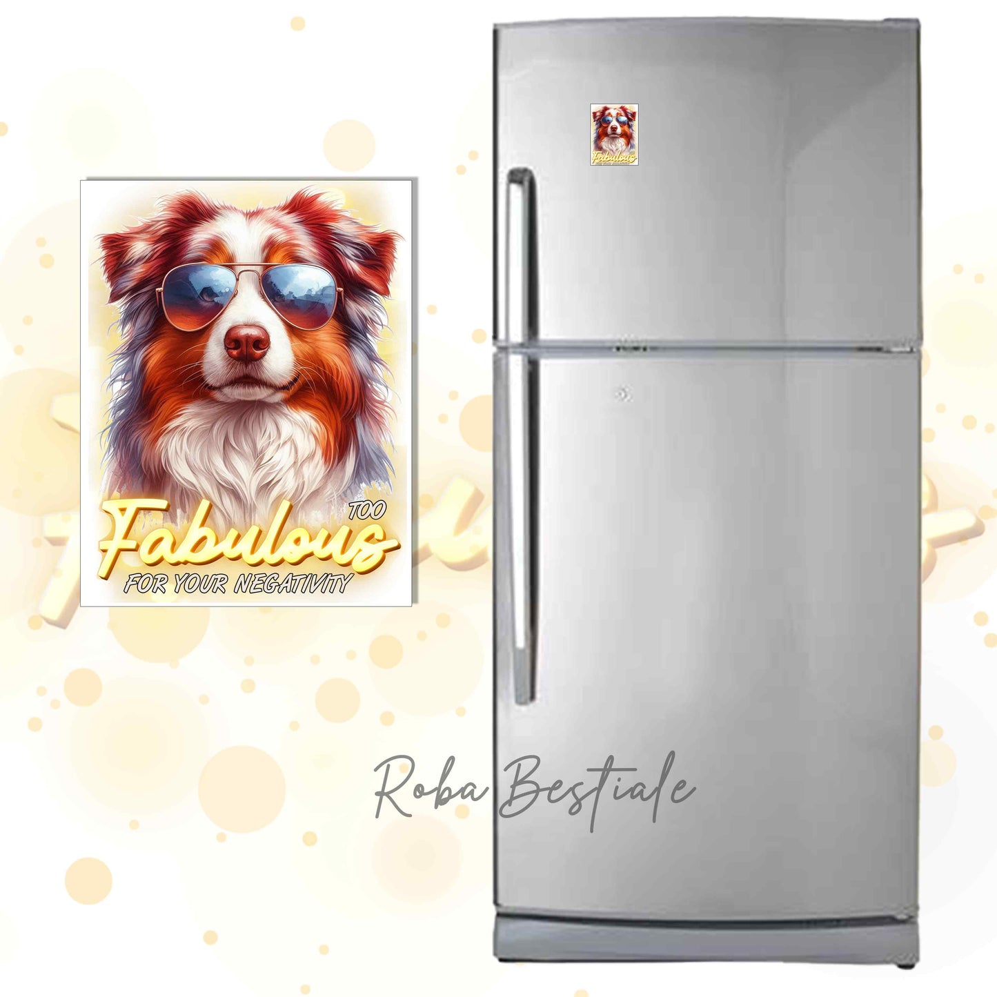 Calamita TOO FABULOUS - AUSTRALIAN SHEPHERD Red Merle - in MDF - 7x5 cm