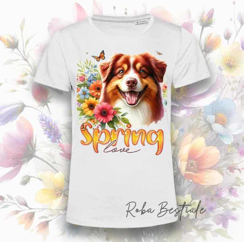 T-Shirt SPRING LOVE - AUSTRALIAN SHEPHERD Red Tricolor