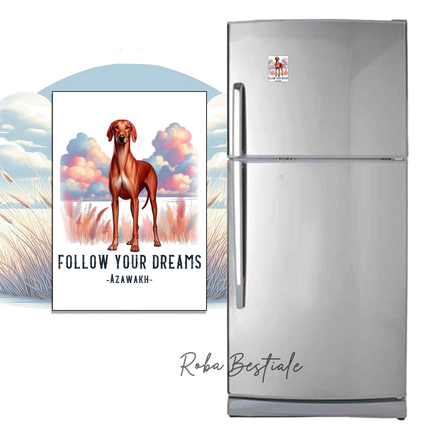 Calamita QUOTES "DREAM" - AZAWAKH - in MDF, 7x5 cm