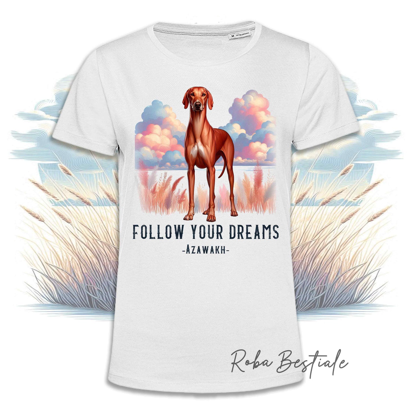 T-Shirt QUOTES "DREAM" - AZAWAKH - Bianca, Uomo o Donna - dalla XS alla 5XL